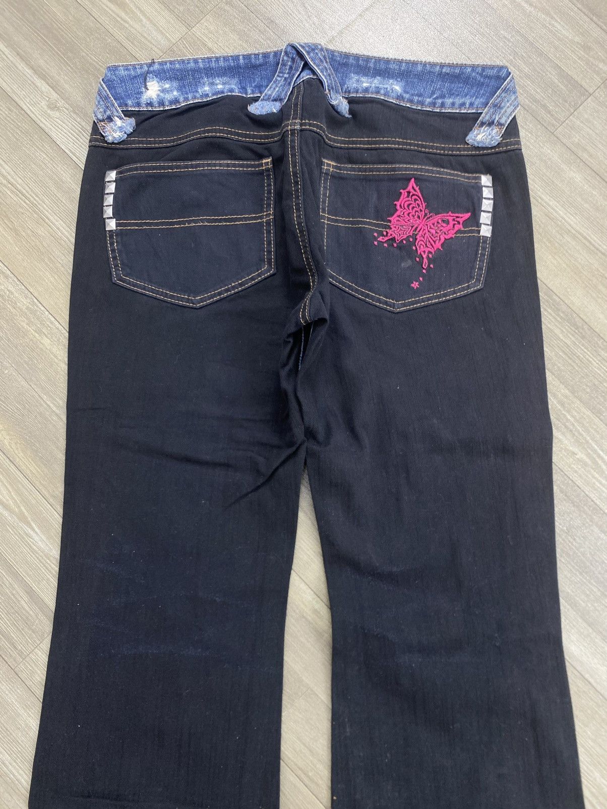 If Six Was Nine 2000s Algonquins Distressed Punk Studded Lgb Flared Jeans Size US 28 / EU 44 - 16 Thumbnail