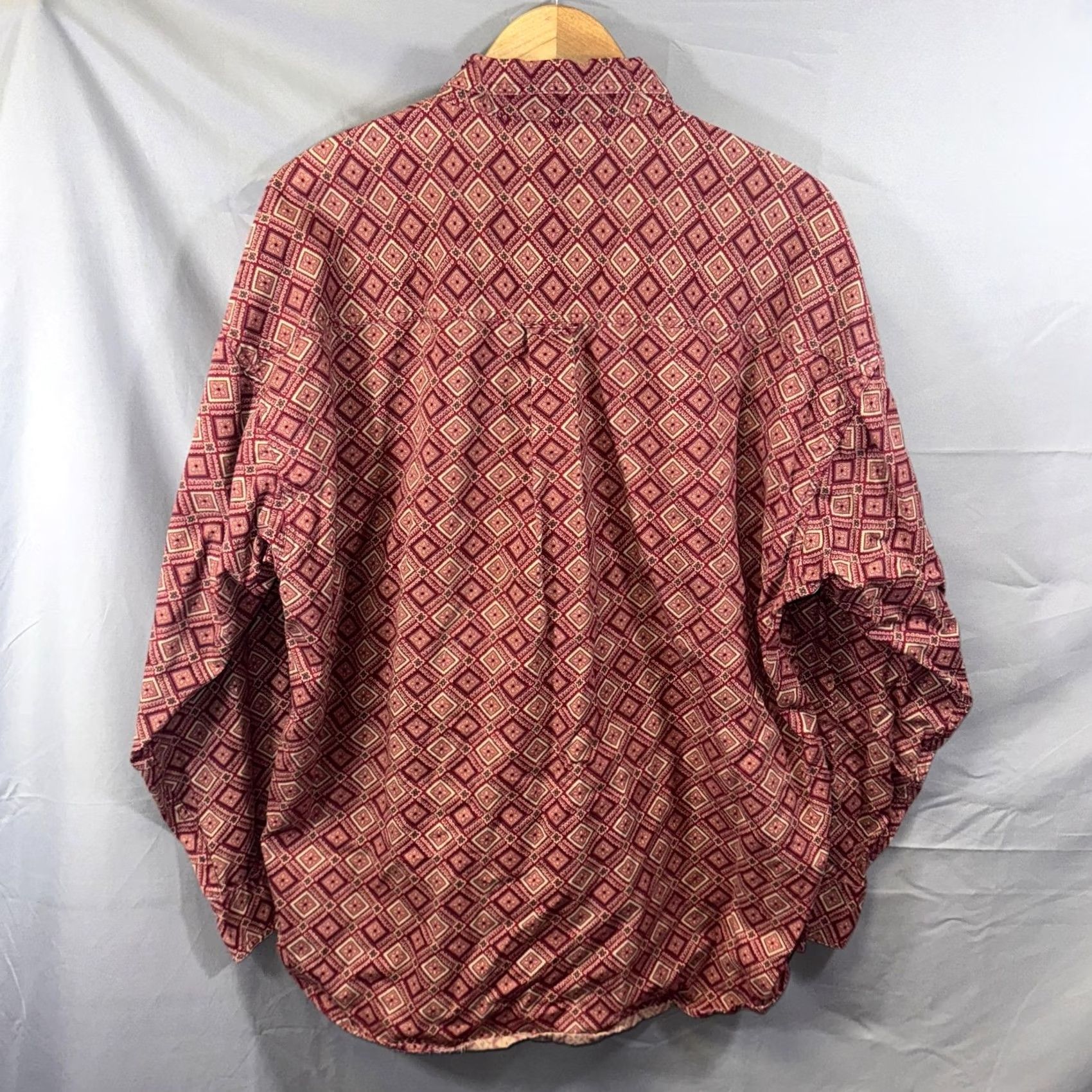 Chaps Chaps Ralph Lauren Shirt Mens XL Red Geometric Diamond Print Cotton Long Sleeve Shirt Size US XL / EU 56 / 4 - 2 Thumbnail
