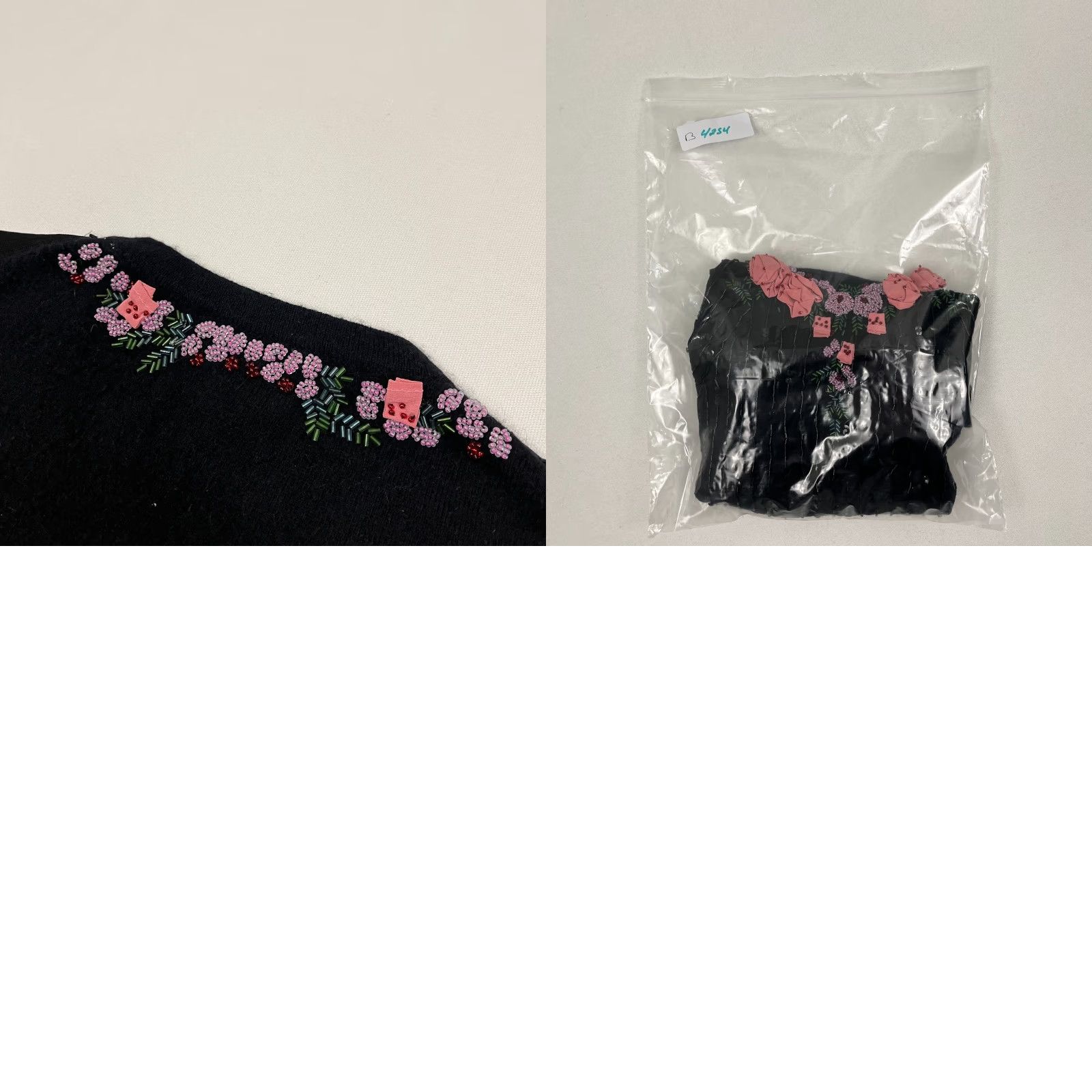 Vintage Womens Blouse Black Wool & Angora 3D Floral Beaded Sequin Layers Boho Prep S Small Casual Shirt Womens Size S / US 4 / IT 40 - 9 Thumbnail
