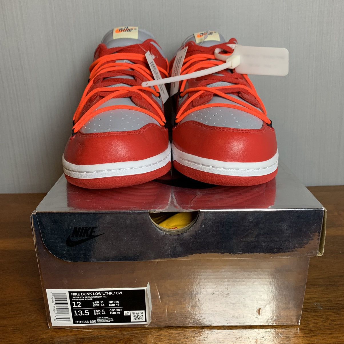Nike × Off-White × Virgil Abloh Off-White Nike Dunk Low University Red Size US 12 / EU 45 - 4 Thumbnail