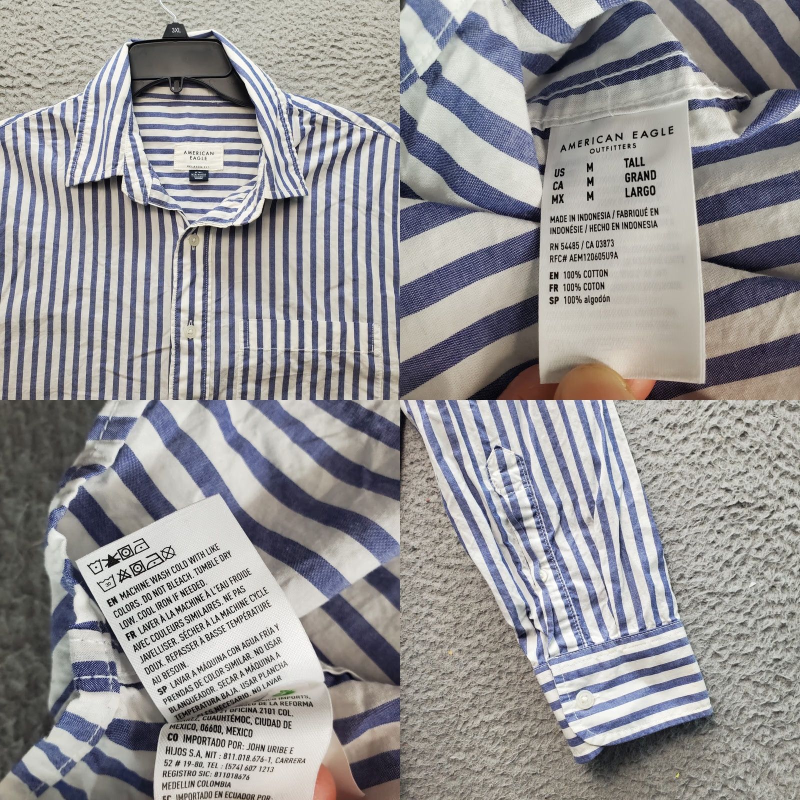 American Eagle Outfitters American Eagle Button-Up Shirt Mens MT Striped Relaxed Multicolor Chest Pocket Pattern 100% Cotton Shirt Size US M / EU 48-50 / 2 - 8 Thumbnail
