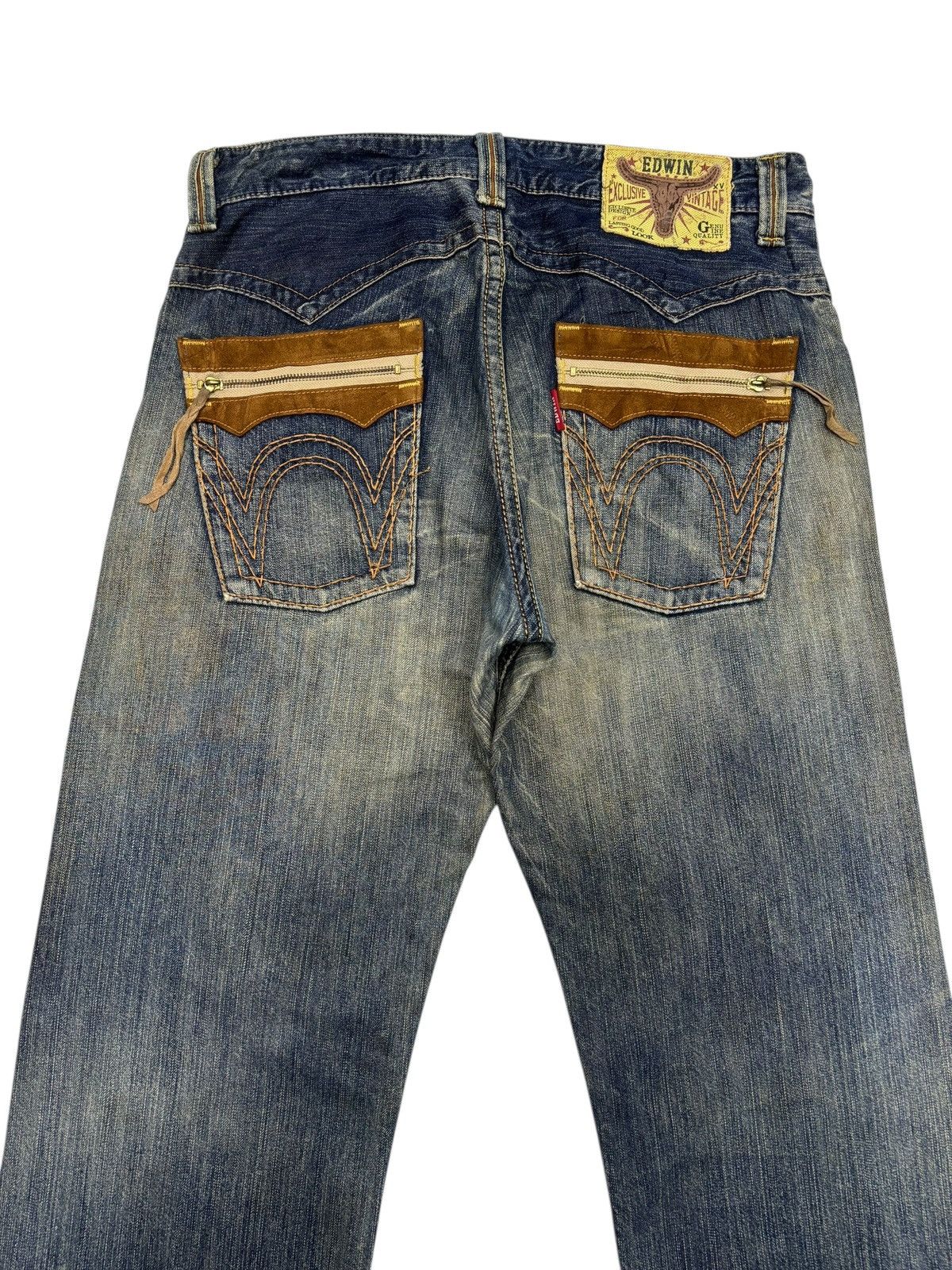 Kapital EDWIN COWBOY RUSTY MUD WASH BAGGY DISTRESSED DENIM JEANS Size US 36 / EU 52 - 6 Thumbnail