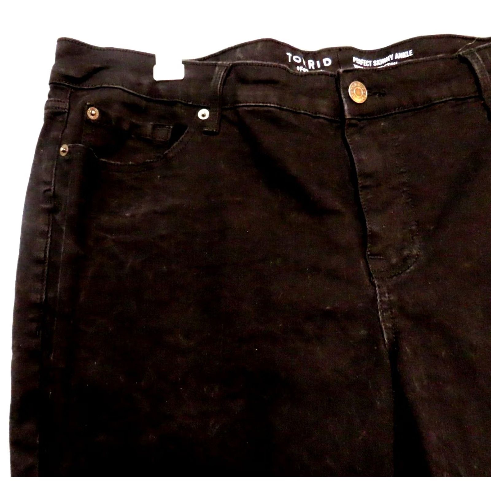 Torrid Torrid Black Denim Perfect Skinny Ankle Jeans Womens 22S Slim Fit Regular Inseam 22.5" 5-Pocket Stretch Vintage Style 90s Bohemian City Size 40" / US 18 - 5 Thumbnail