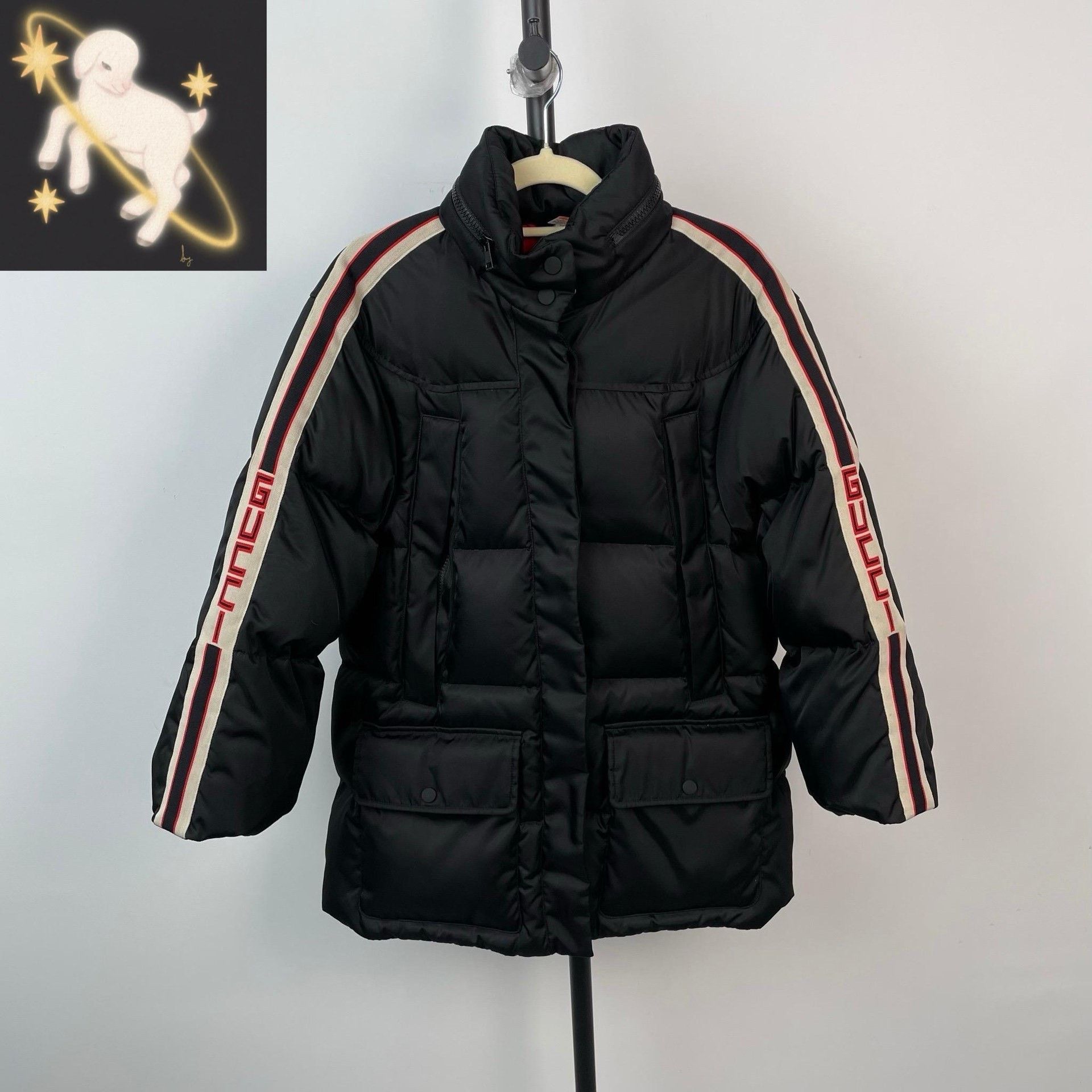 Gucci Gucci Retro Striped Black Down Jacket 38 Women Size S / US 4 / IT 40 - 1 Thumbnail