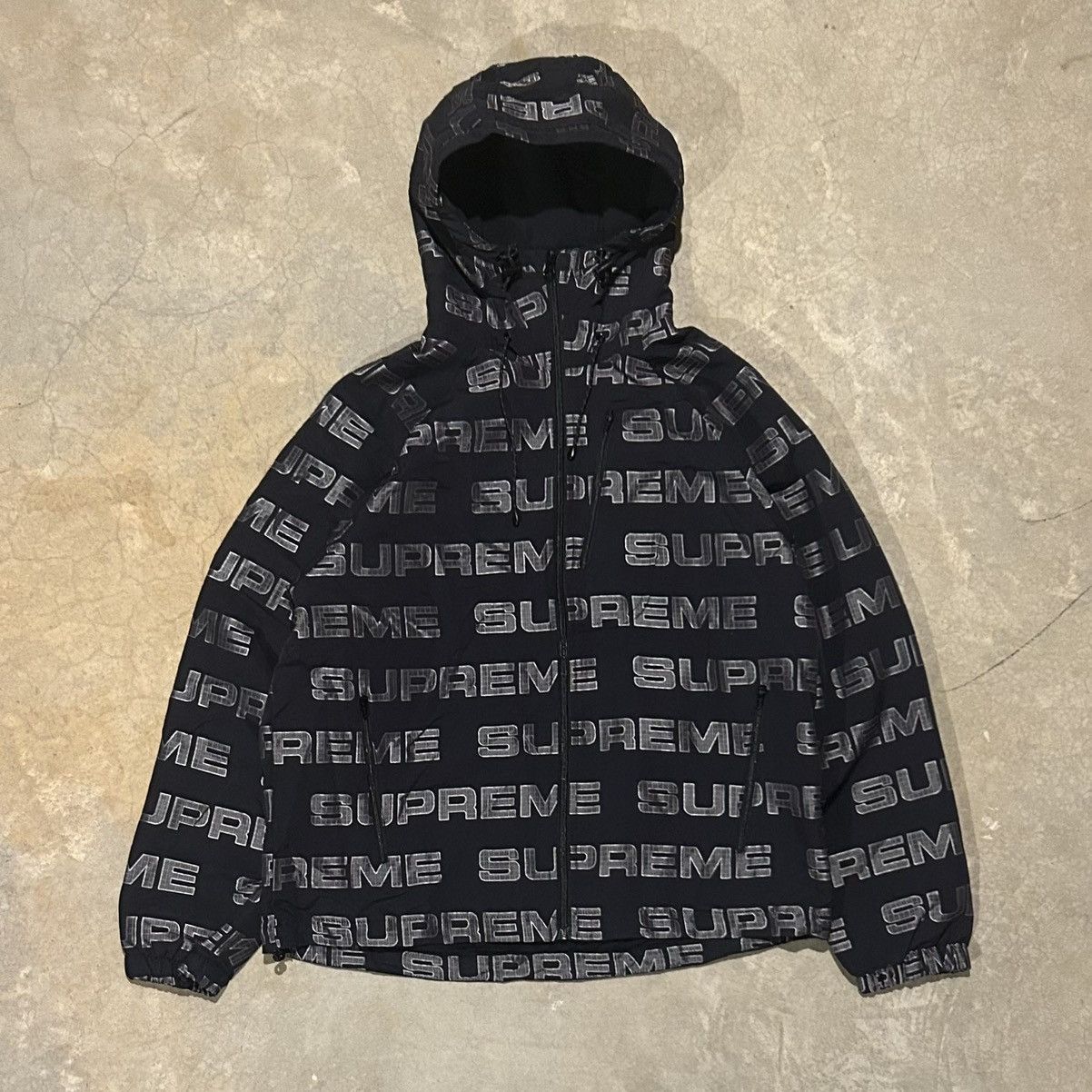 Hype Streetwear Supreme Supreme Logo Ripstop Hooded Track Jacket Nylon Black FW21 Grailed