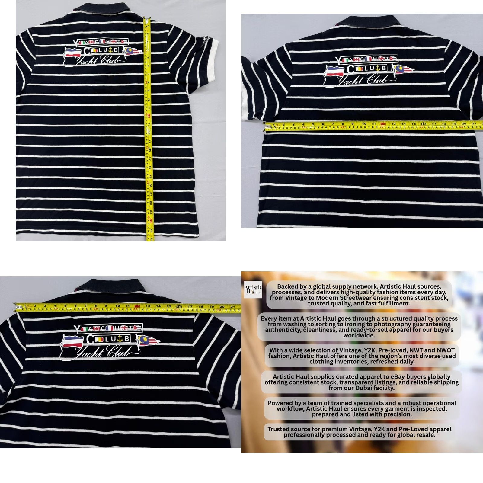 Vintage Nagata Black Striped Polo Shirt Denim Style Men’s 2XL Made in Italy Polo Shirt Mens Black 90s Theme Size US XXL / EU 58 / 5 - 8 Thumbnail