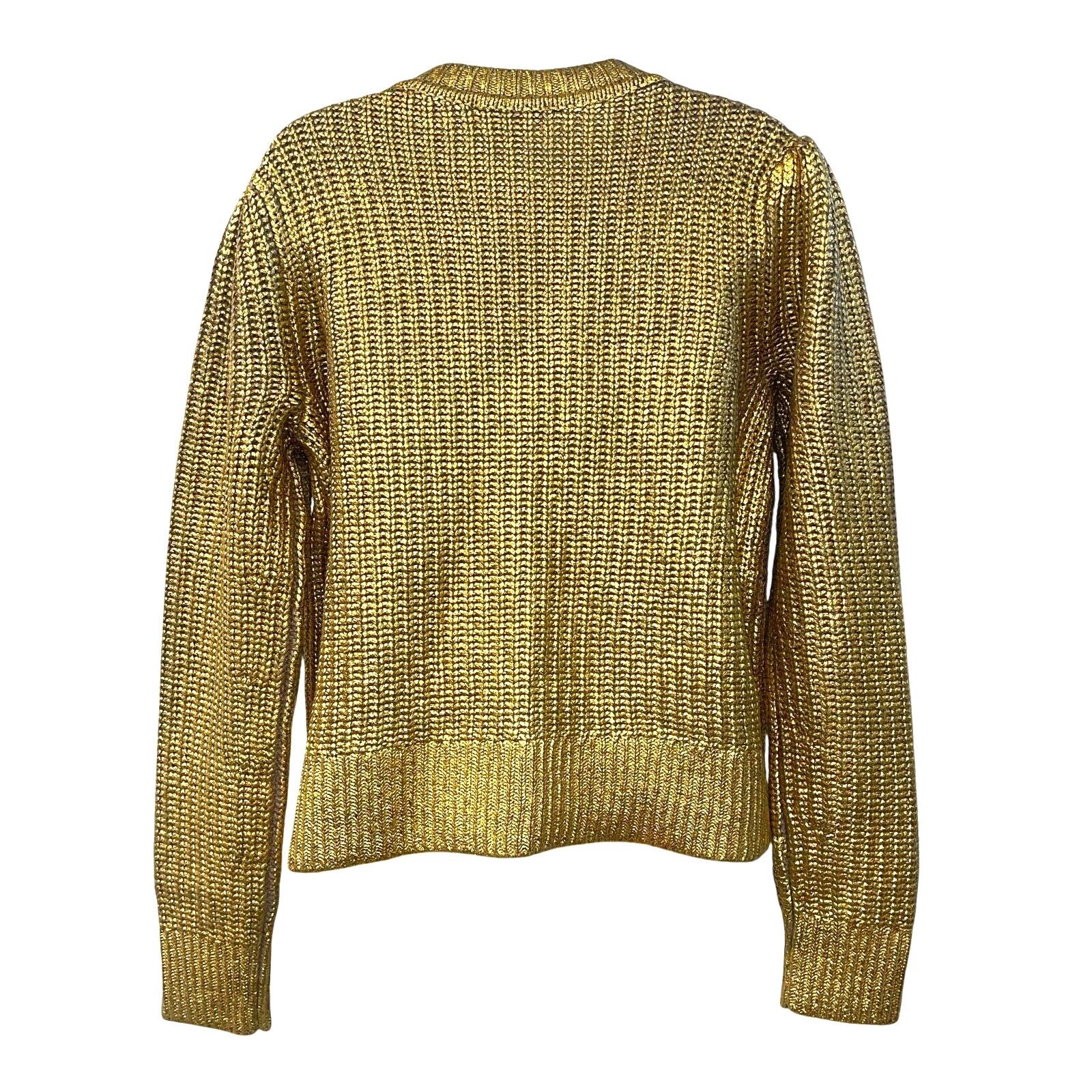 Boden Boden Hand Printed Gold Rib Knit Cardigan Size US 6 NWT Size M / US 6-8 / IT 42-44 - 3 Thumbnail