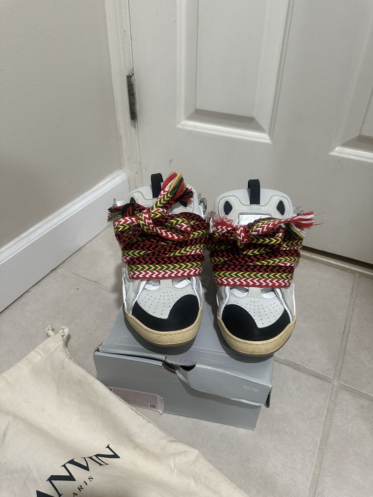 Lanvin Lanvin White Leather Curb Sneakers Size US 10 / EU 43 - 1 Thumbnail