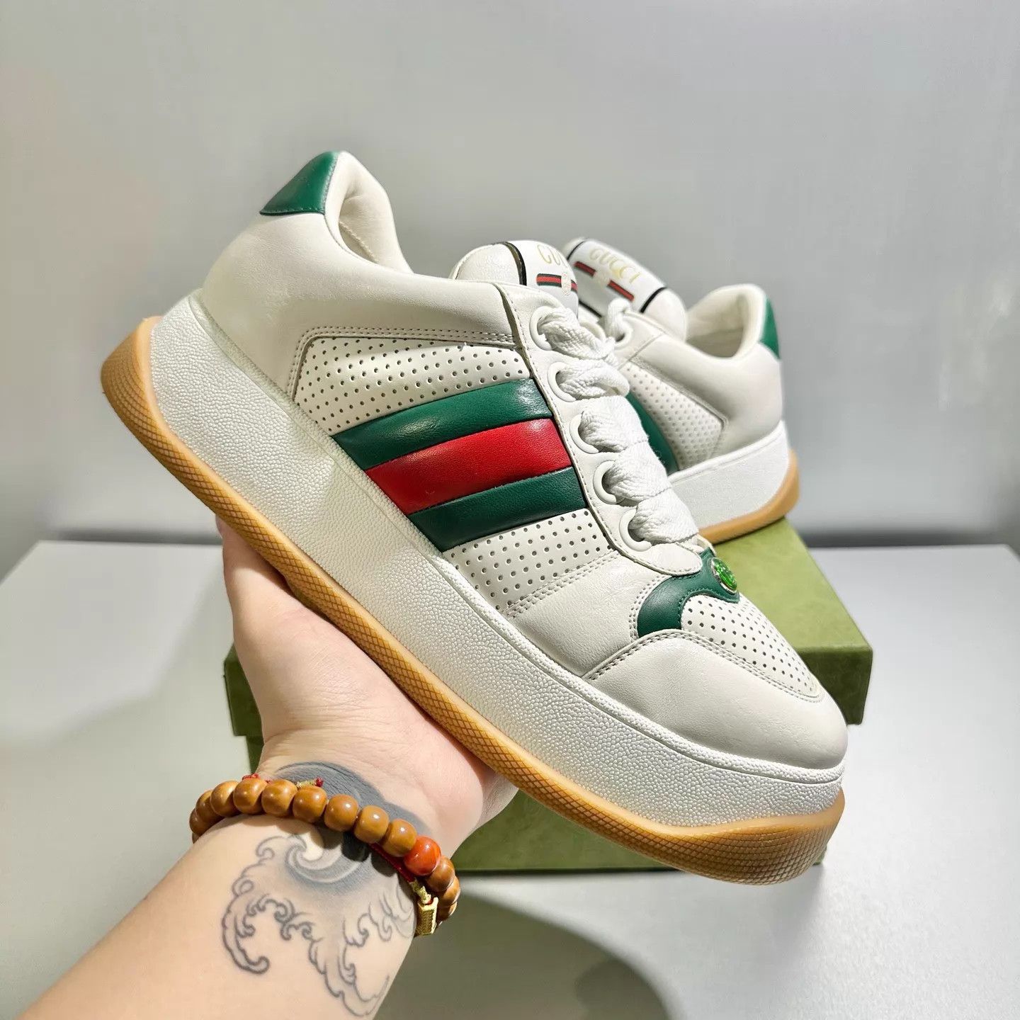 Gucci Gucci Screener White Green 44.5 EU LNIB Size US 11.5 / EU 44-45 - 9 Thumbnail