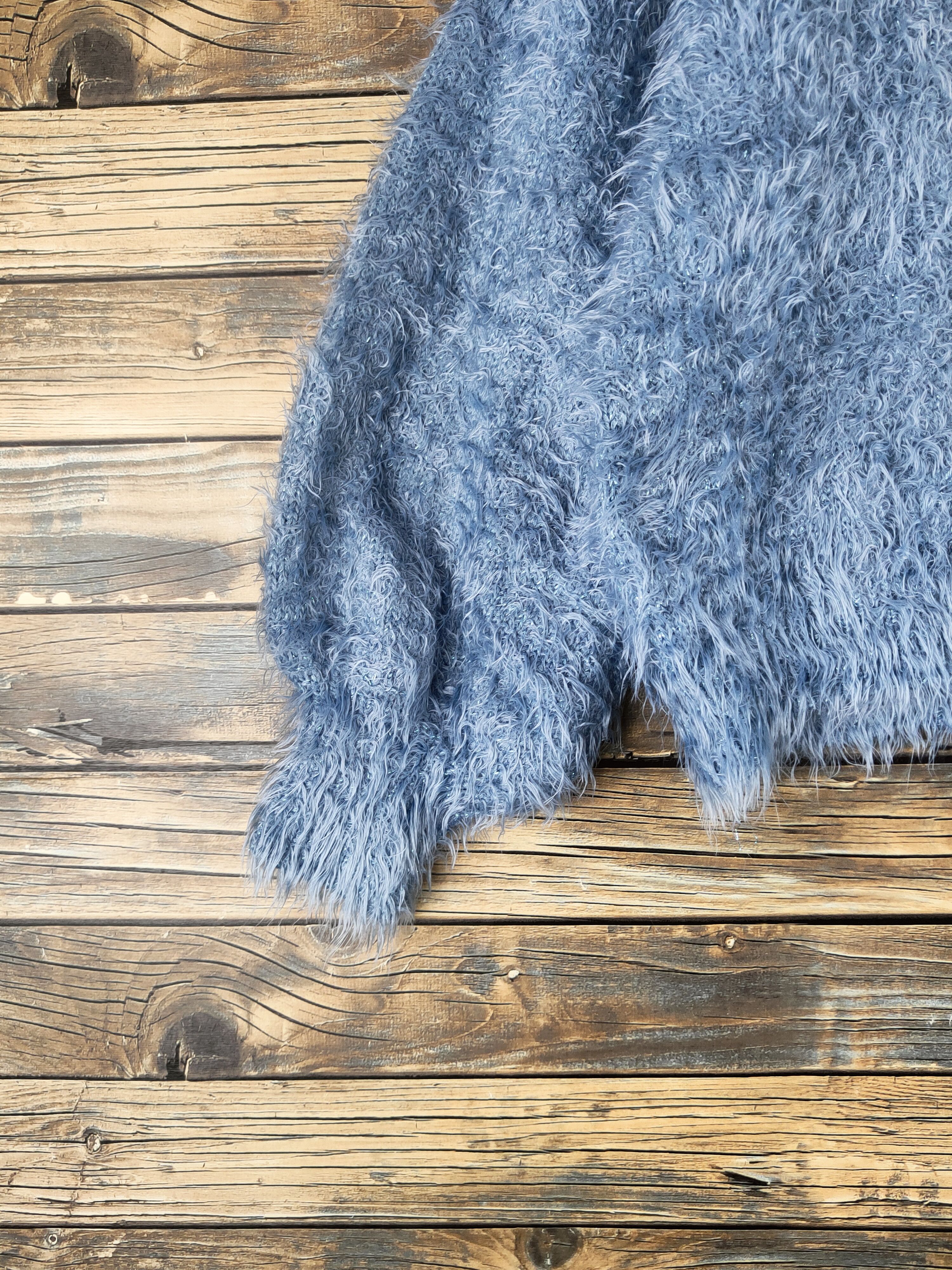 Japanese Brand Dl GU Blue Fur Mohair Knitwear #46-459 Size M / US 6-8 / IT 42-44 - 4 Thumbnail