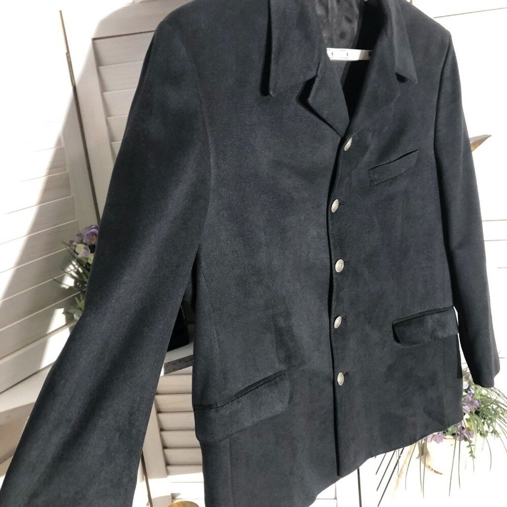 Vintage Vintage suede leather blazer suit jacket navy blue Sz XL Size 38L - 3 Thumbnail