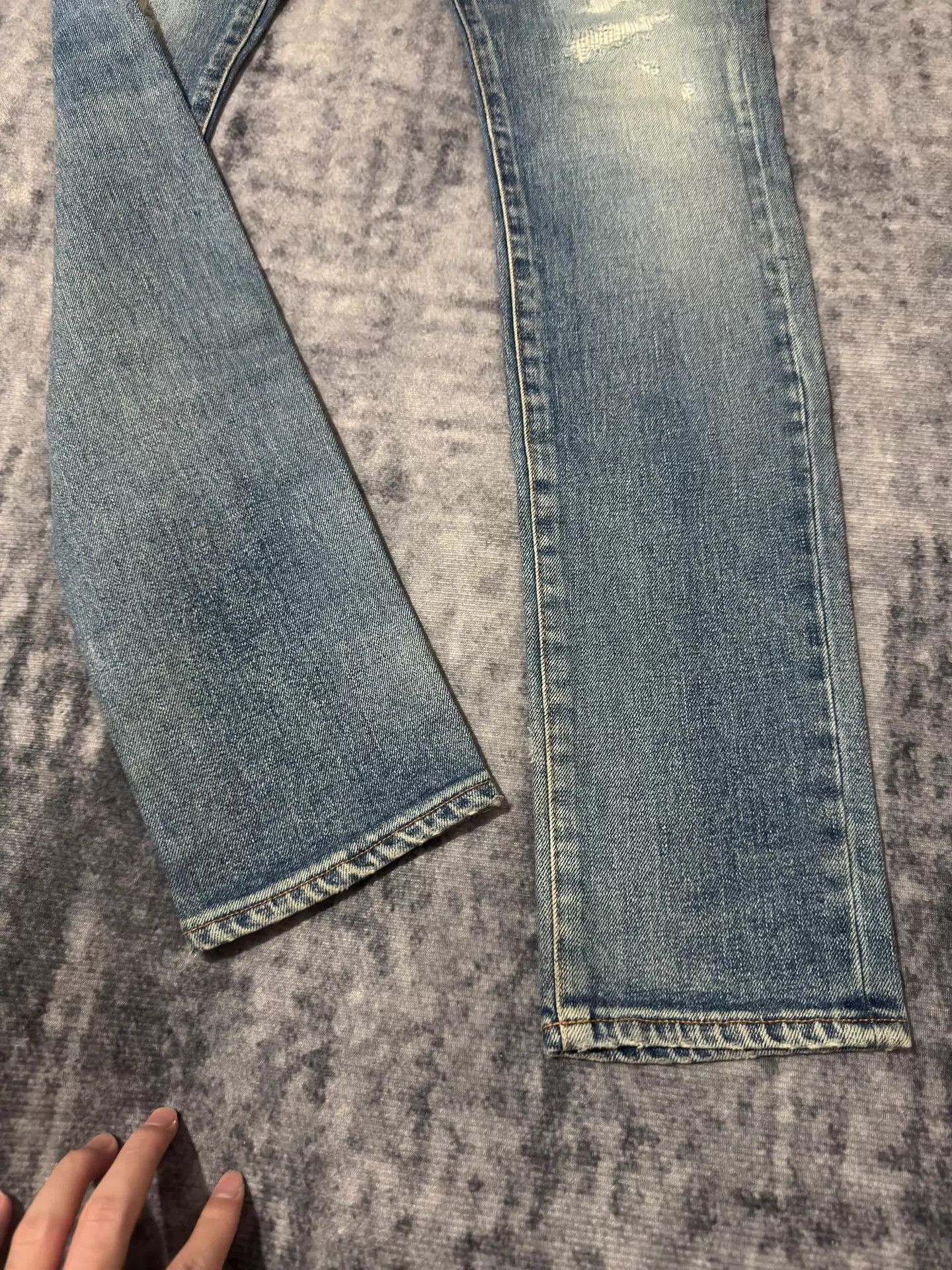 Saint Laurent Paris Saint Laurent 16FW Light Blue Distressed Patch Jeans Size US 27 - 5 Thumbnail