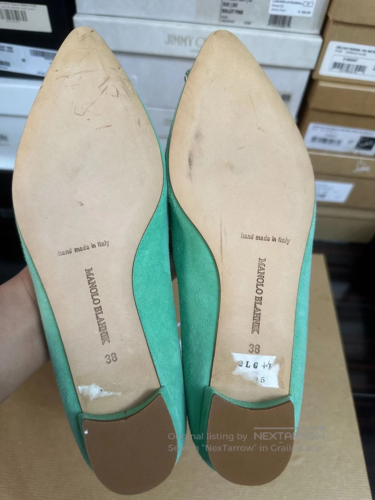 Manolo Blahnik Manolo Blahnik Mint Green Diamond Buckle Flats. Size US 7 / IT 37 - 6 Thumbnail