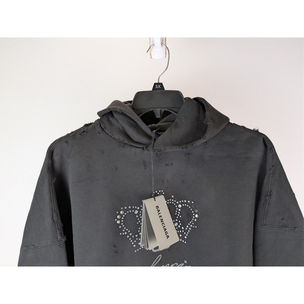 Balenciaga o1rshd1 Q:2 / BB Motel Crystal Crown Large Fit Hoodie Black Size US L / EU 52-54 / 3 - 3 Thumbnail