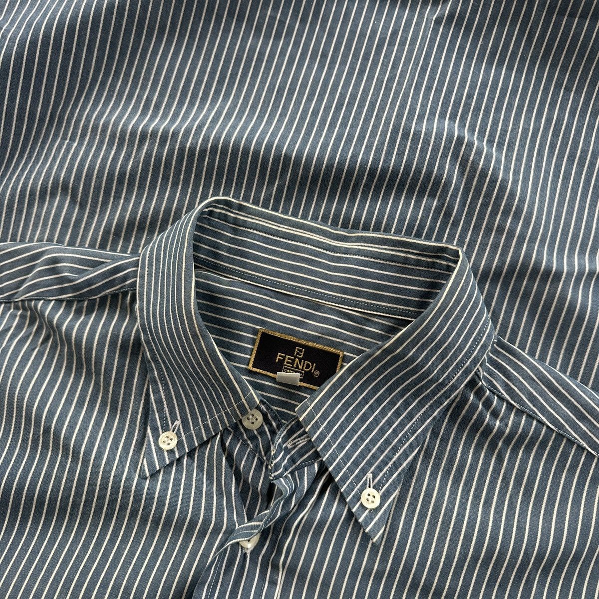 Fendi Vintage Fendi Style Oxford Stripped Shirt Buttom-Up Blue L Size US L / EU 52-54 / 3 - 8 Thumbnail