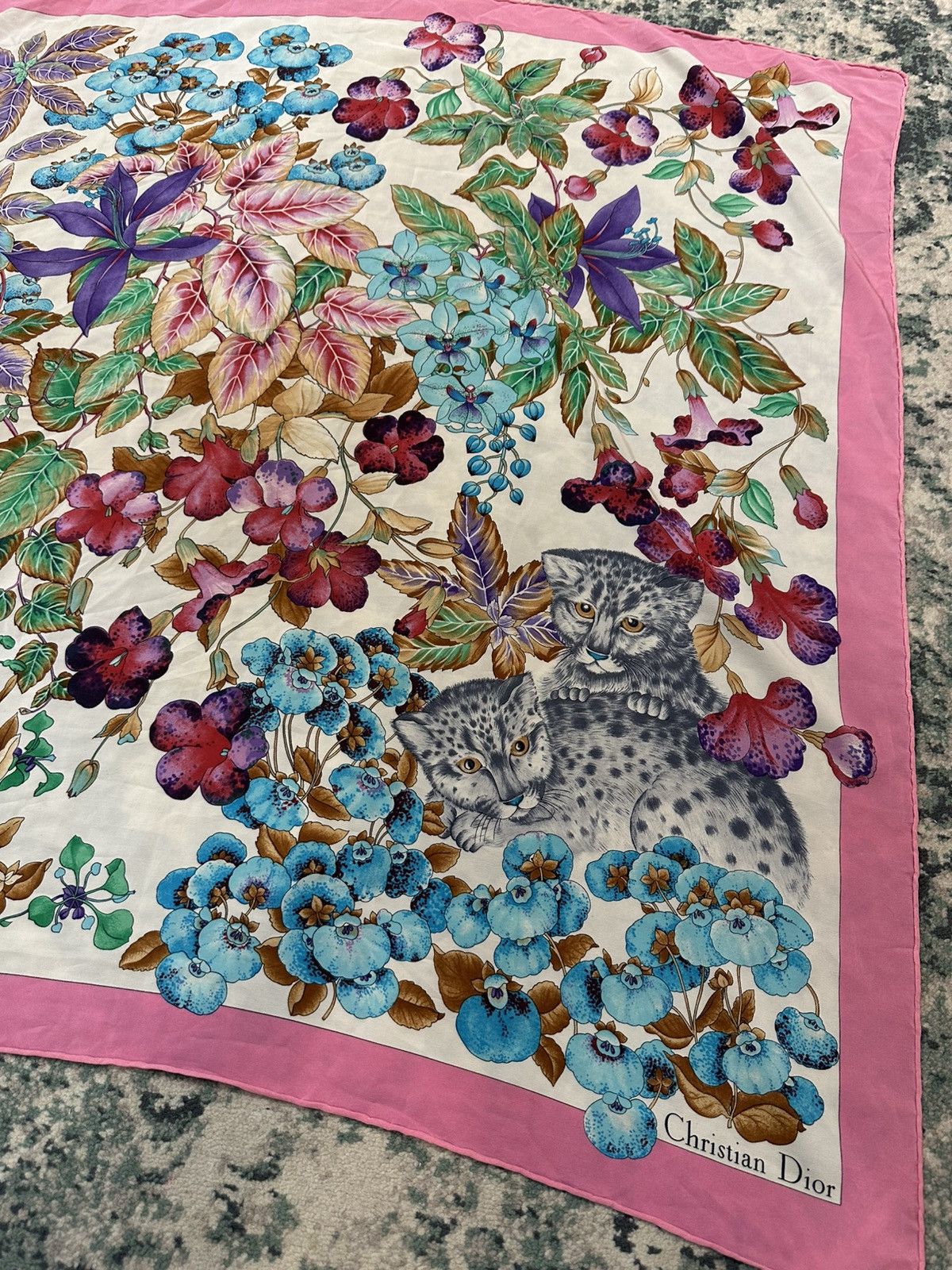 Dior 1980 - Christian Dior Floral Print Shawl Scarves (33x33) Size ONE SIZE - 8 Thumbnail