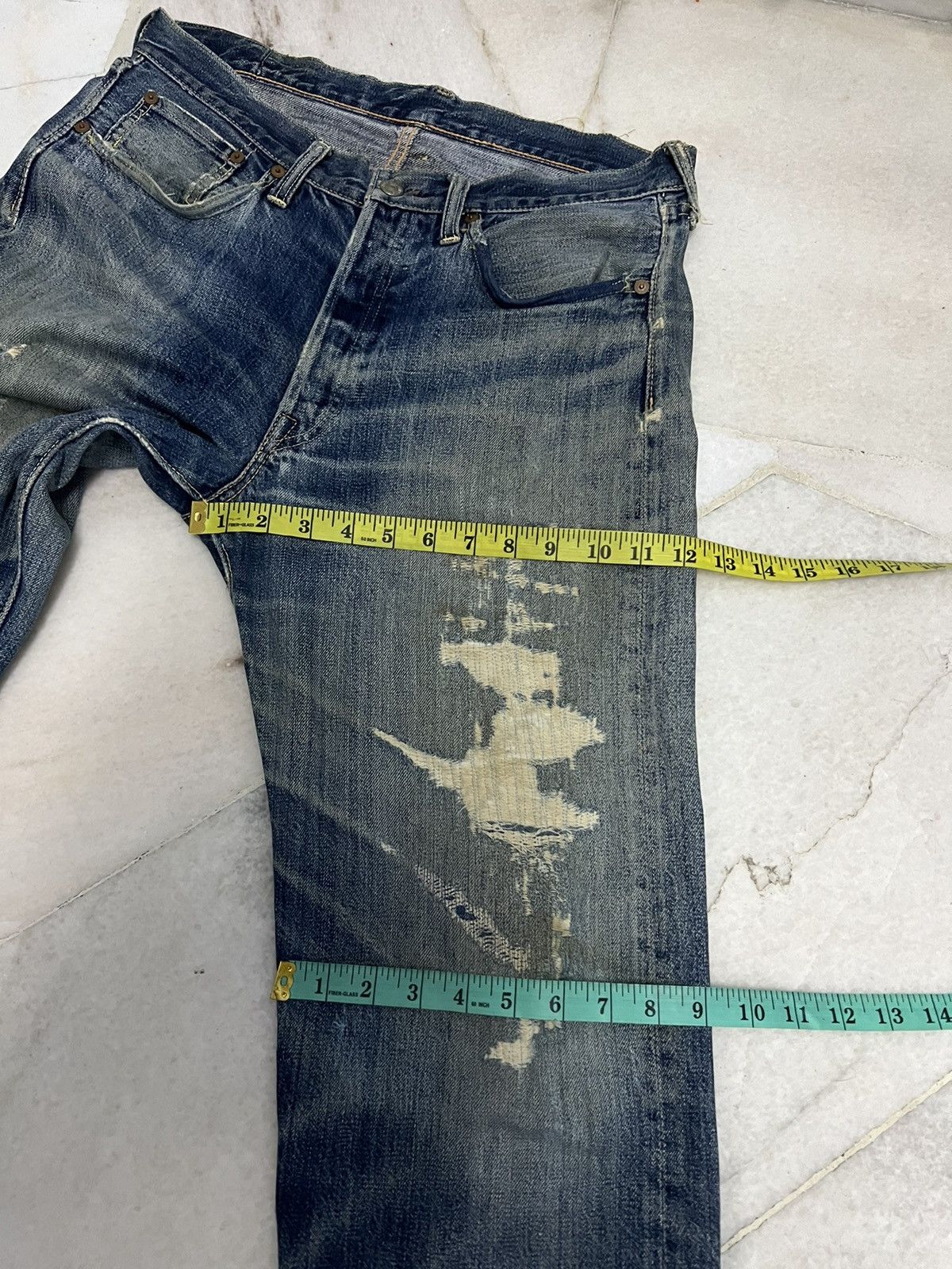 The Real McCoy's VINTAGE JOE MCCOY & CO LOT 906 DISTRESSED SELVEDGE JEANS Size US 32 / EU 48 - 19 Thumbnail