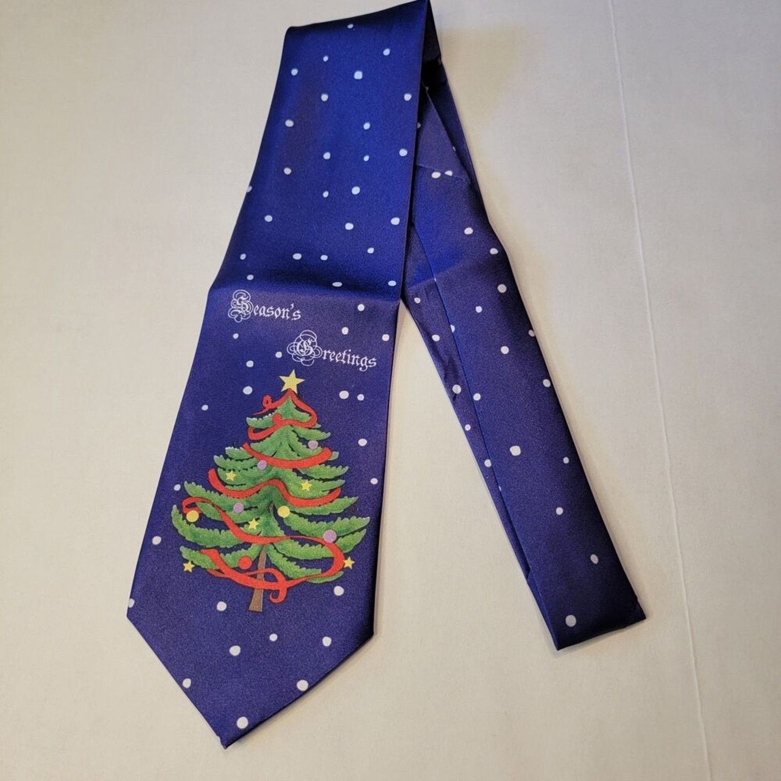 Other Season's Greetings Tie Xmas Tree Blue White Dots Size ONE SIZE - 3 Thumbnail