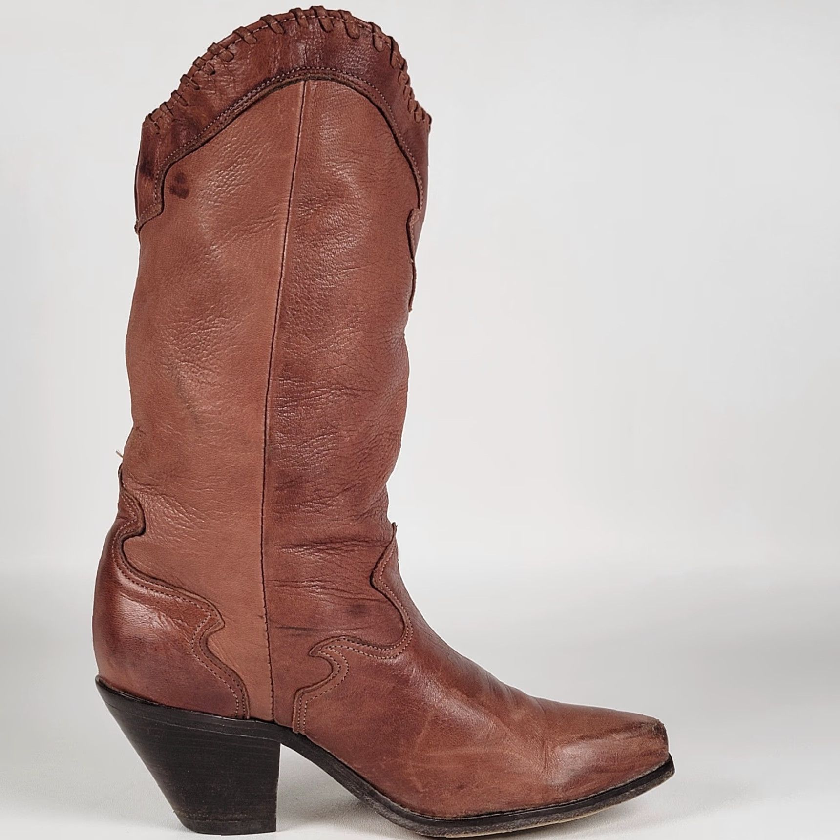 Vintage ZODIAC Women's Brown Boots Size 6 M Boots Western Mid-Calf Leather Lined Block Heel Casual Winter Fall Spring M Womens Size US 6 / IT 36 - 6 Thumbnail