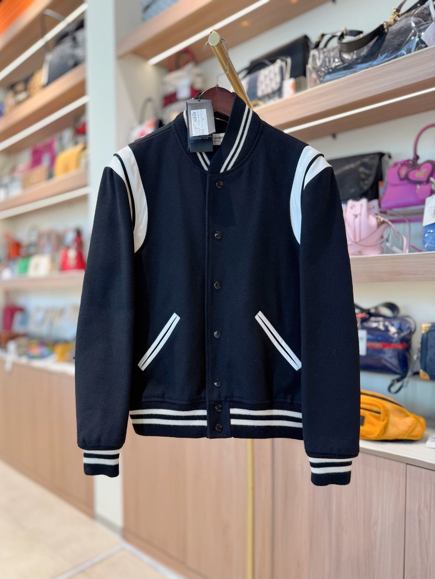 Saint Laurent Paris Saint Laurent Black White Varsity Jacket Size US M / EU 48-50 / 2 - 1 Thumbnail