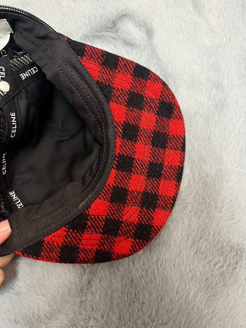 Celine Celine 23 Spring/Summer Big C logo Red Plaid Wool Baseball Size ONE SIZE - 2 Thumbnail