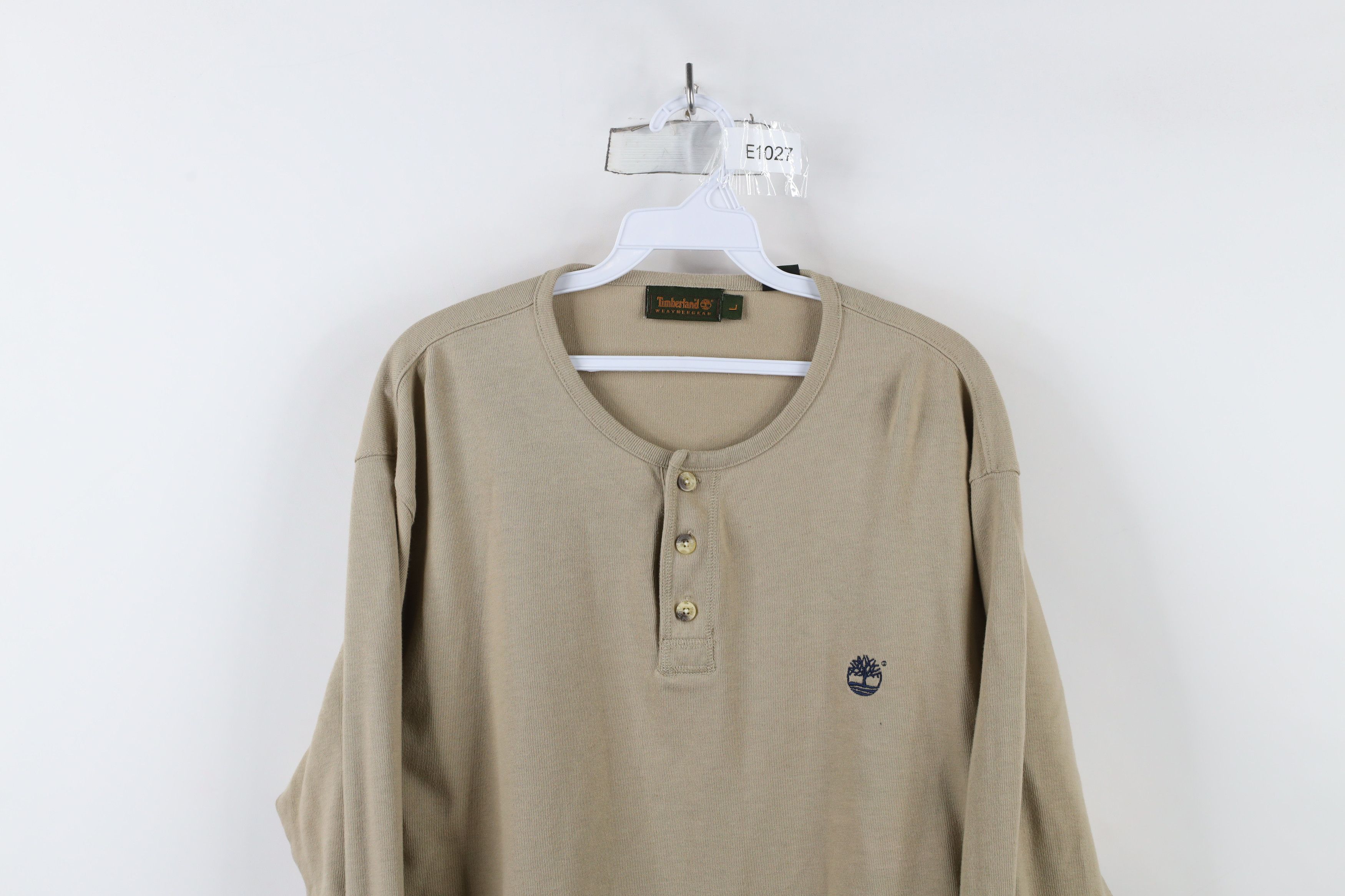 Timberland × Vintage Vintage 90s Timberland Knit Long Sleeve Henley T-Shirt Size US L / EU 52-54 / 3 - 2 Thumbnail