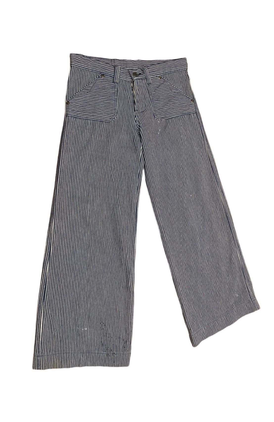 Japanese Brand Rythym Flare Wide Leg Hickory Striped Pants Size US 29 - 3 Thumbnail