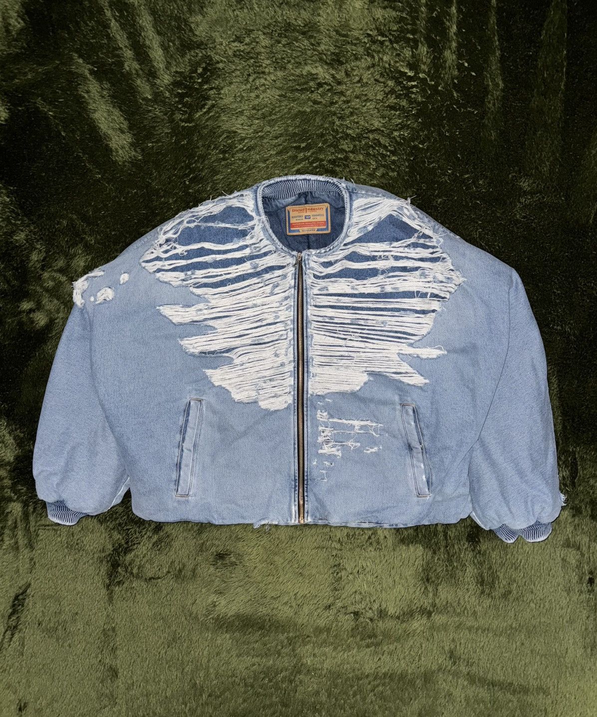 Diesel [XL] Diesel Destroyed Heavyweight Denim Bomber Jacket Size US XL / EU 56 / 4 - 1 Thumbnail