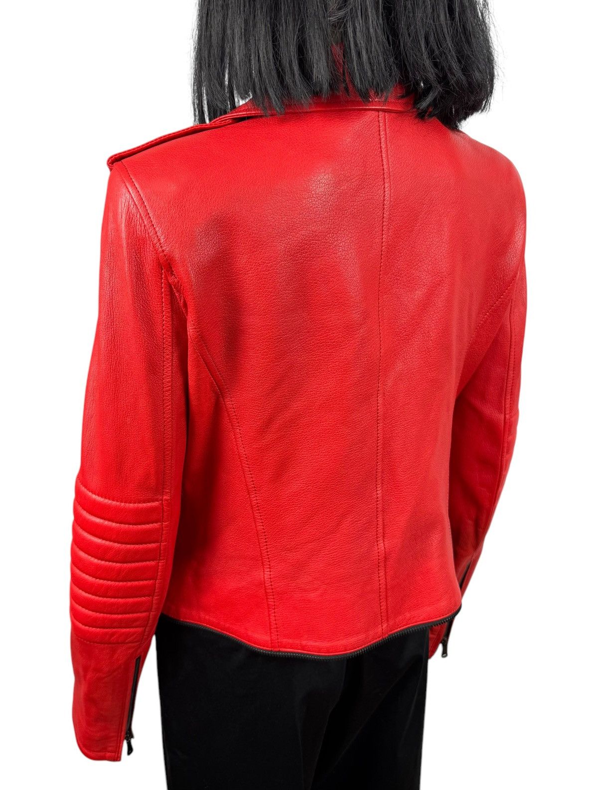 Designer Punto Genuine Leather Biker Jacket Italy size US10 IT46 Size L / US 10 / IT 46 - 10 Thumbnail
