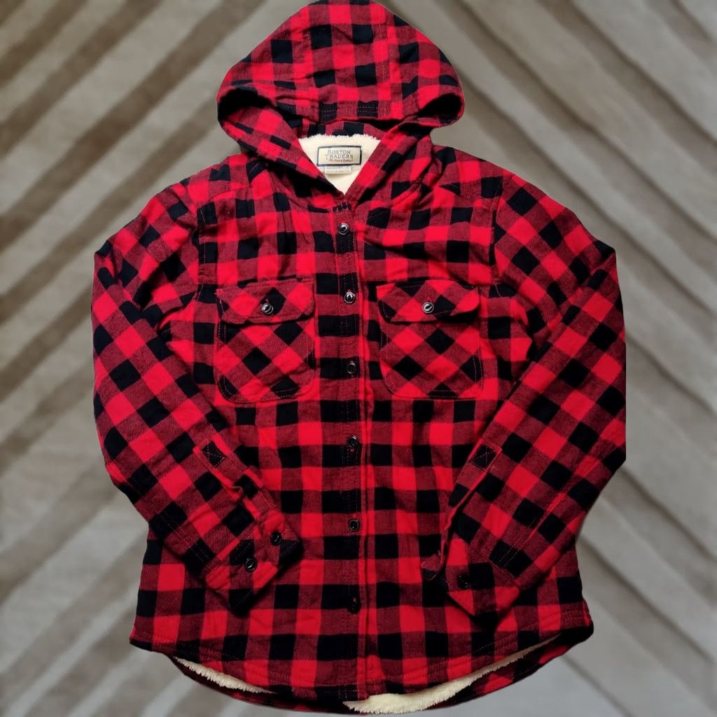 Lumberjack Boston Traders Shacket Women Small Hooded Sherpa Lined Plaid Lumberjack Red Size S / US 4 / IT 40 - 1 Thumbnail