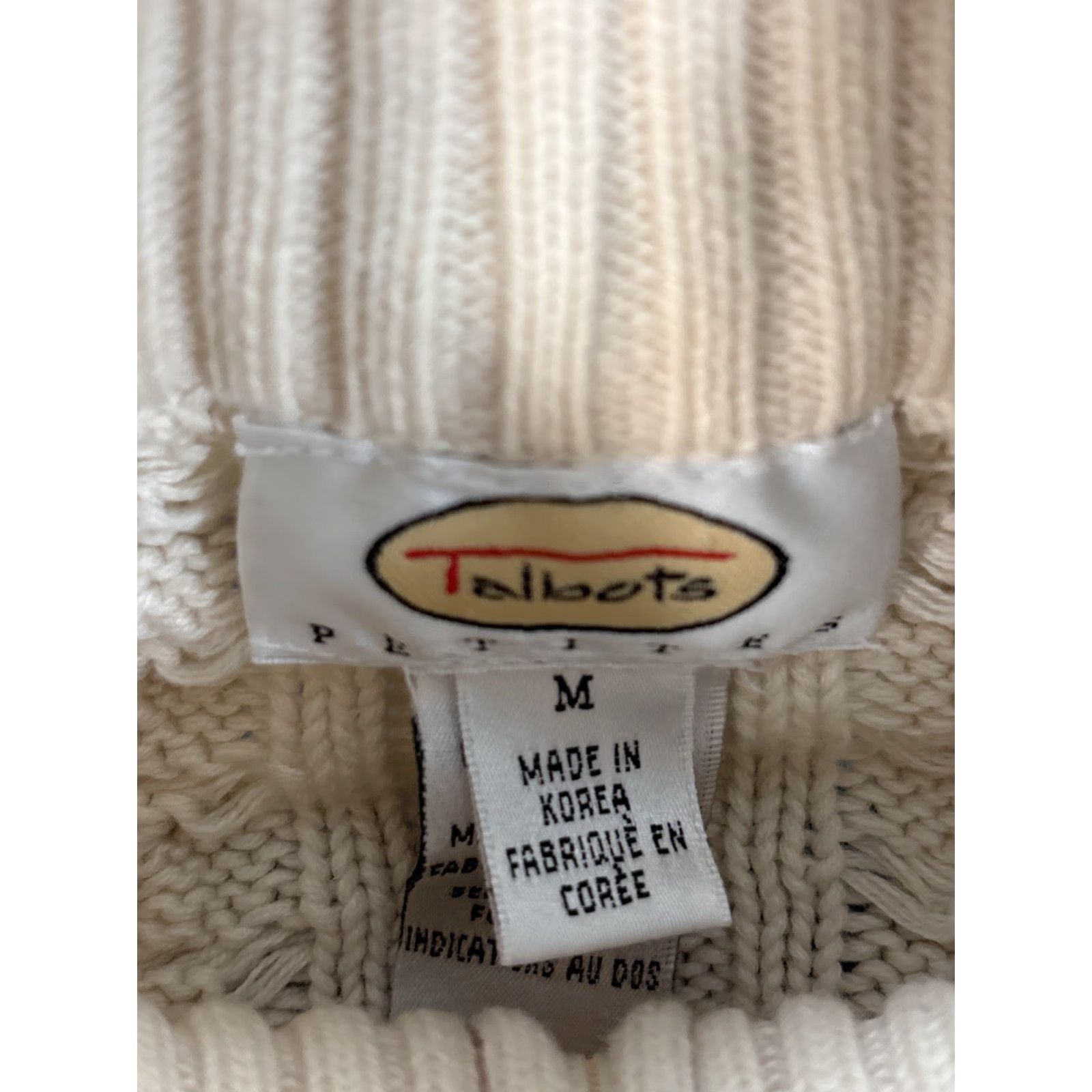 Talbots VINTAGE Talbots Cardigan Sweater Womens Petite Medium Ivory Mock 90s Knit Mock Neck Womens Size M / US 6-8 / IT 42-44 - 4 Thumbnail