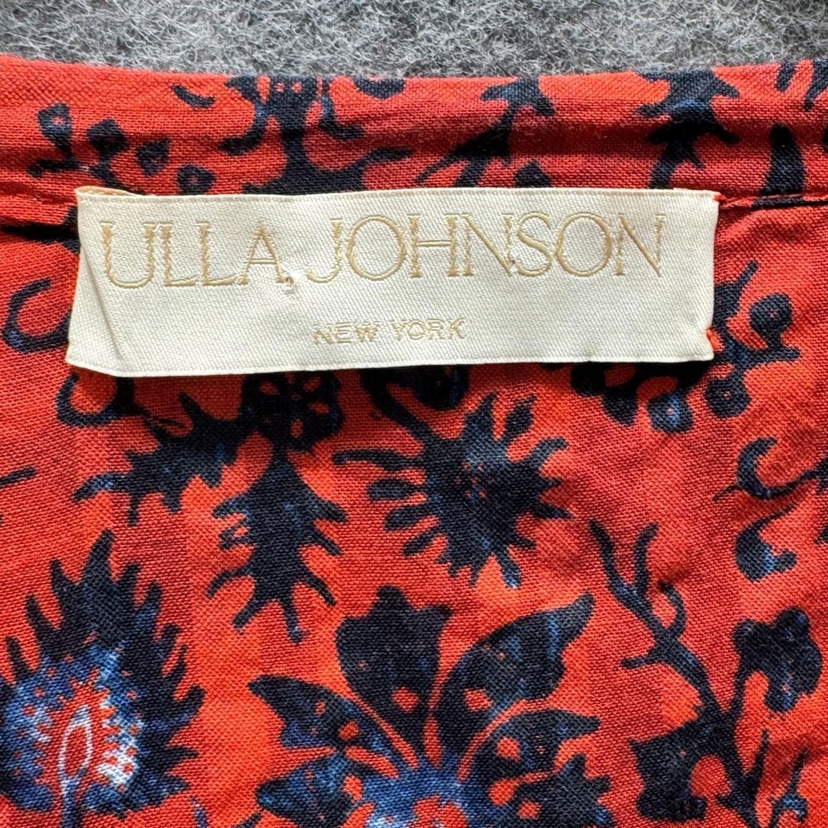 Ulla Johnson Ulla Johnson Blouse Womens 00 Red Floral Collared Balloon Sleeve Boho Top Size XXS / US 00 / IT 34 - 3 Thumbnail