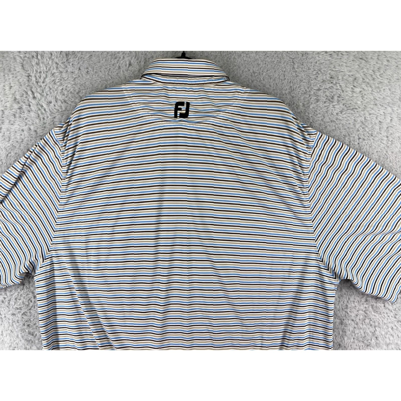 Footjoy FootJoy Polo Shirt Men L Blue Striped Polo Shirt Lightweight Polyester Size US L / EU 52-54 / 3 - 7 Thumbnail