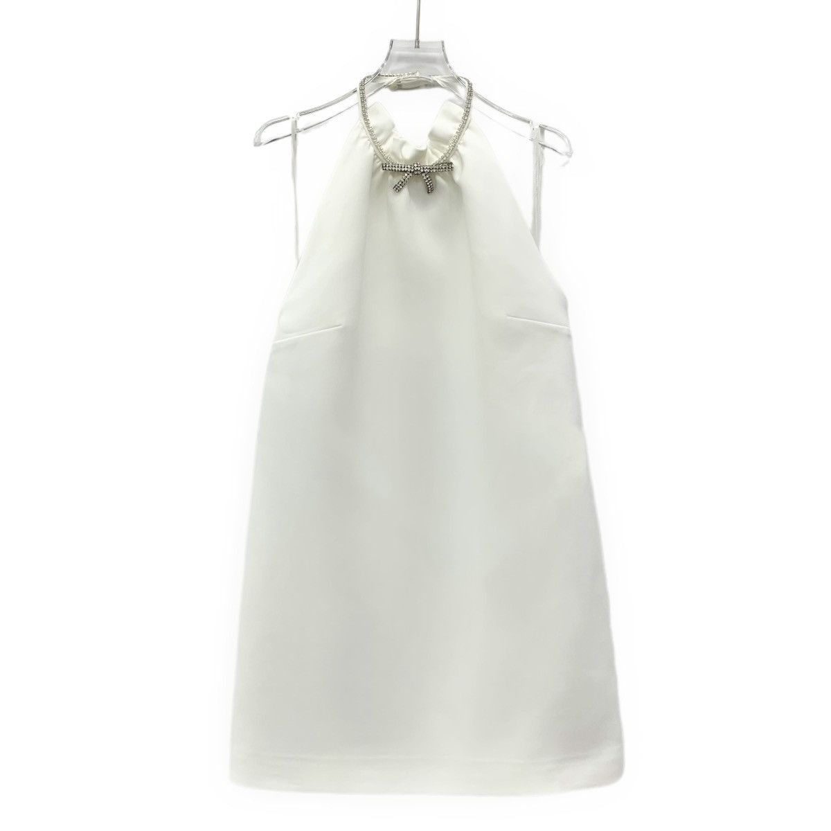 Miu Miu Miu Miu White Bow Neckline Diamonds Backless Neckline Dress Size M / US 6-8 / IT 42-44 - 1 Thumbnail