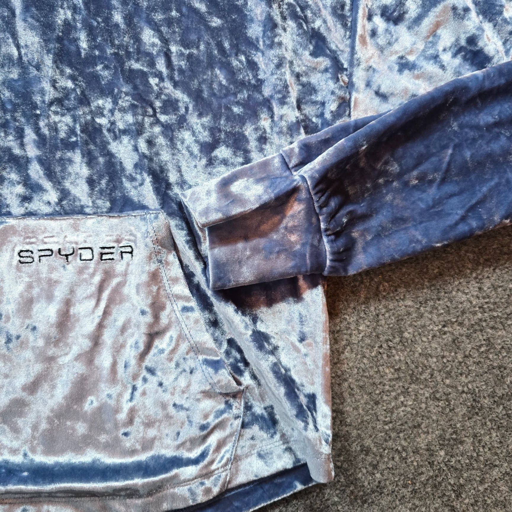 Spyder Spyder Hoodie Women Medium Blue Velour Pocket Sweatshirt Athletic Casual Pullover Logo Size M / US 6-8 / IT 42-44 - 3 Thumbnail