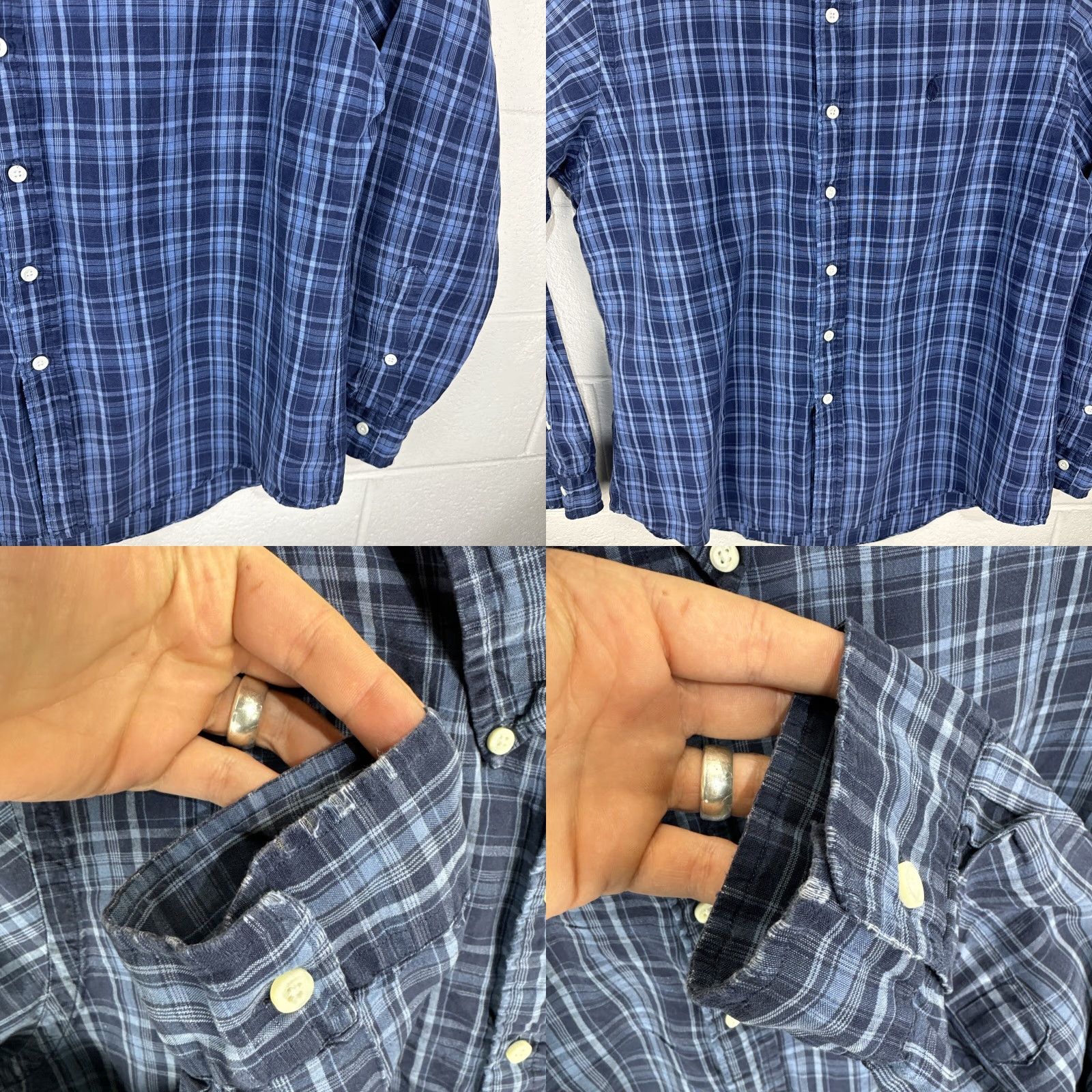 Ralph Lauren VINTAGE Ralph Lauren Shirt Men XL Plaid Button-Up Navy Silk Linen Custom Fit XL Blue 90s Preppy Designer Classic Casual Business Travel Button-Down Size US XL / EU 56 / 4 - 8 Thumbnail
