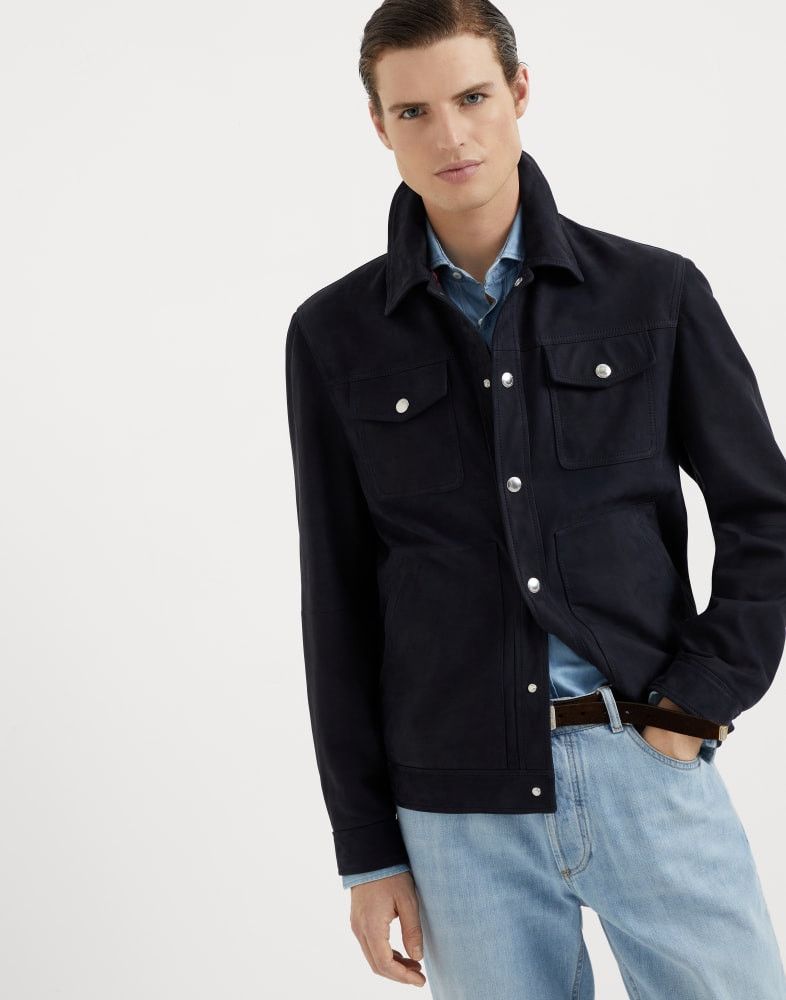 Brunello Cucinelli o1w1db10825 Leather Jacket in Navy Blue Size US S / EU 44-46 / 1 - 1 Thumbnail