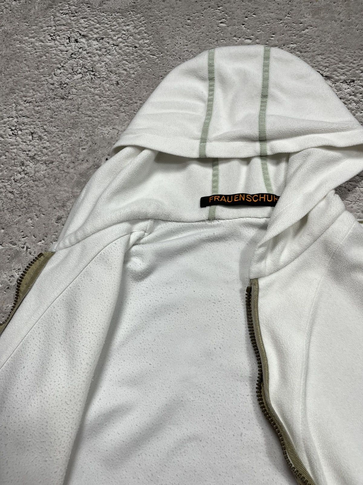 Frauenschuh Frauenschuh White Zip-Up Hoodie with Beige Trim Size S / US 4 / IT 40 - 8 Thumbnail