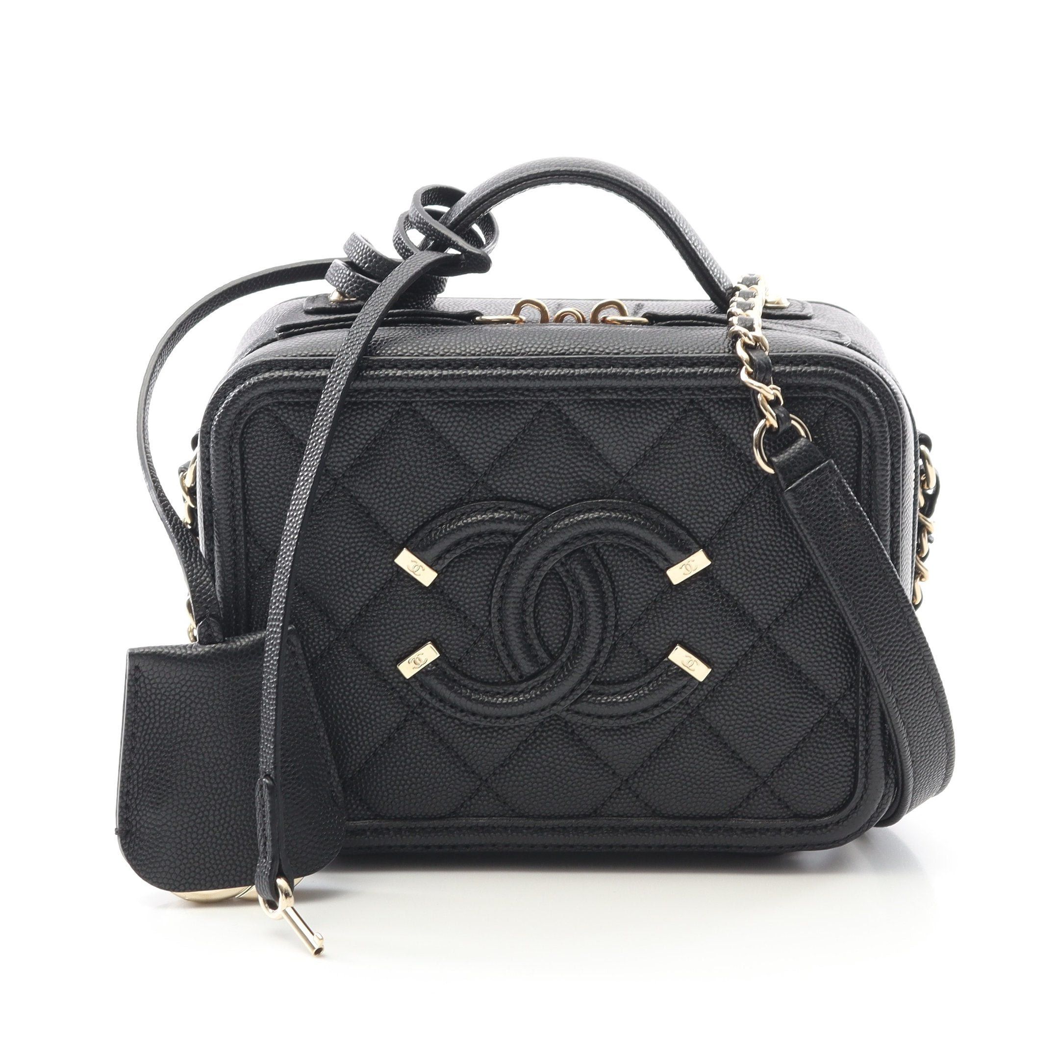 Chanel Chanel Cc Figley Small Vanity Bag Chain Shoulder Caviar Skin Black Gold Hardware Size ONE SIZE - 1 Thumbnail