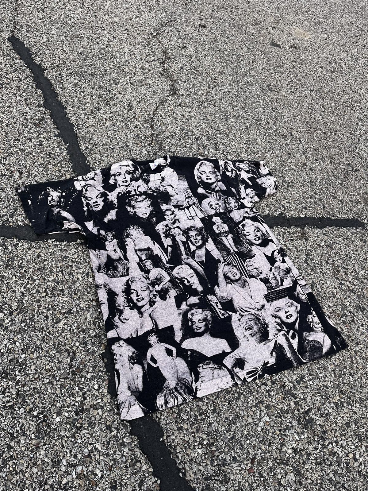 image of Vintage 1992 Marilyn Monroe Acidwash Aop in Black, Men's (Size XL)