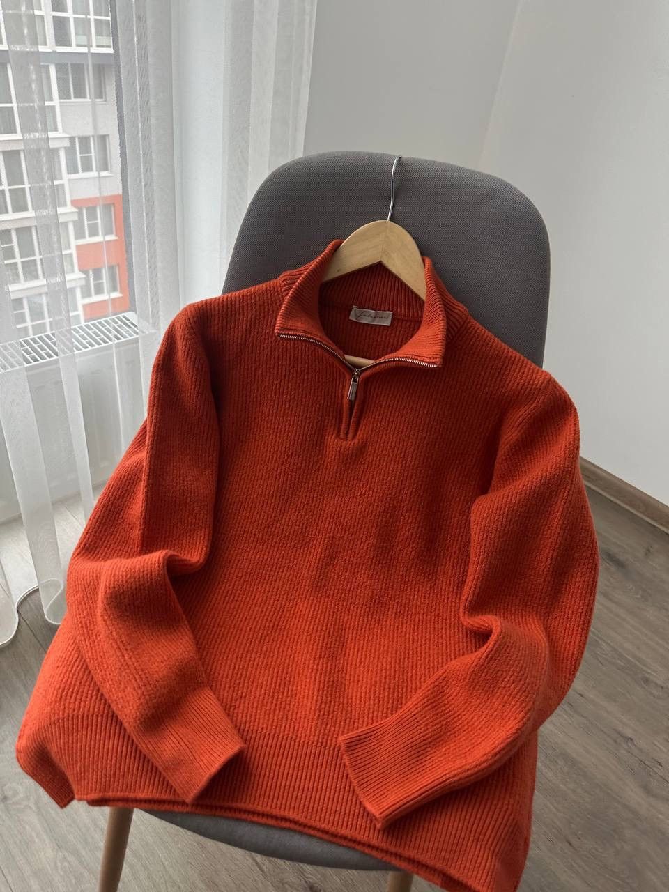 Japanese Brand × Vintage Vintage Faconeri Marino Wool Pullover 1/4 zip Orange Sweater Size US M / EU 48-50 / 2 - 9 Thumbnail