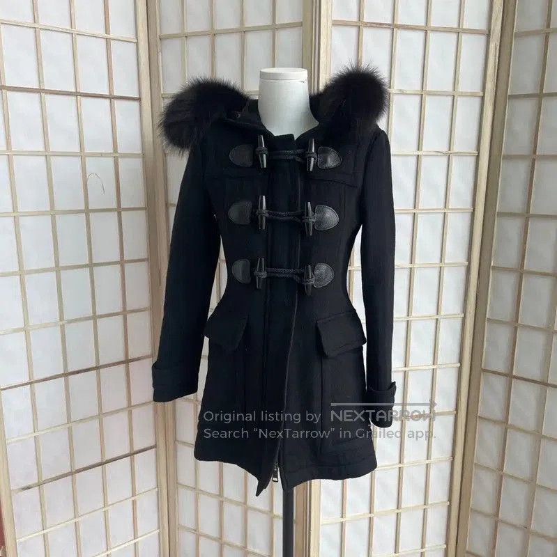 Burberry Burberry Women's Black Wool Coat with Fur Hood. Size S / US 4 / IT 40 - 1 Thumbnail