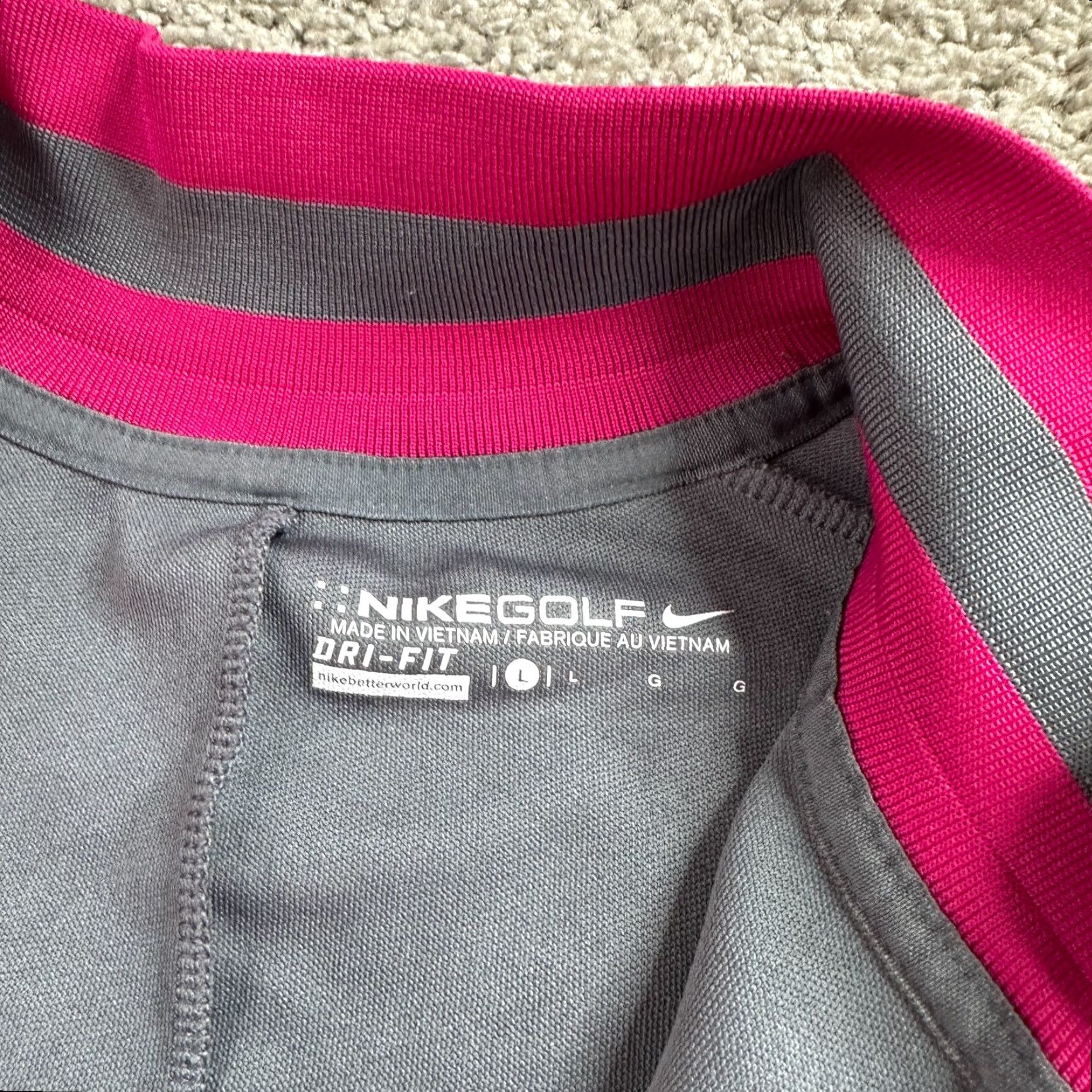 Nike Nike Golf Jacket Womens L Gray Pink 1/4 Zip Pullover Dri-Fit Logo Jacket Mens Womens Girls Boys Size L / US 10 / IT 46 - 7 Thumbnail