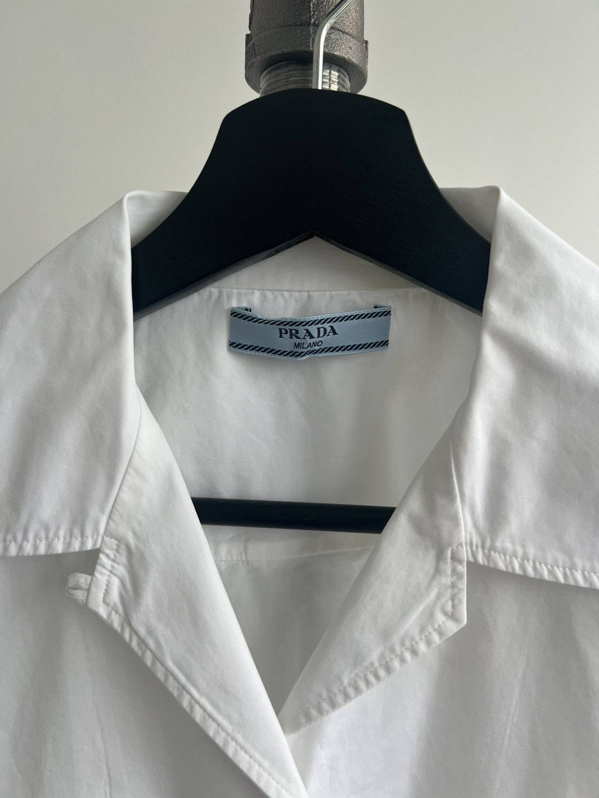 Prada White Camp Collar Officer's Shirt Size S / US 4 / IT 40 - 3 Thumbnail