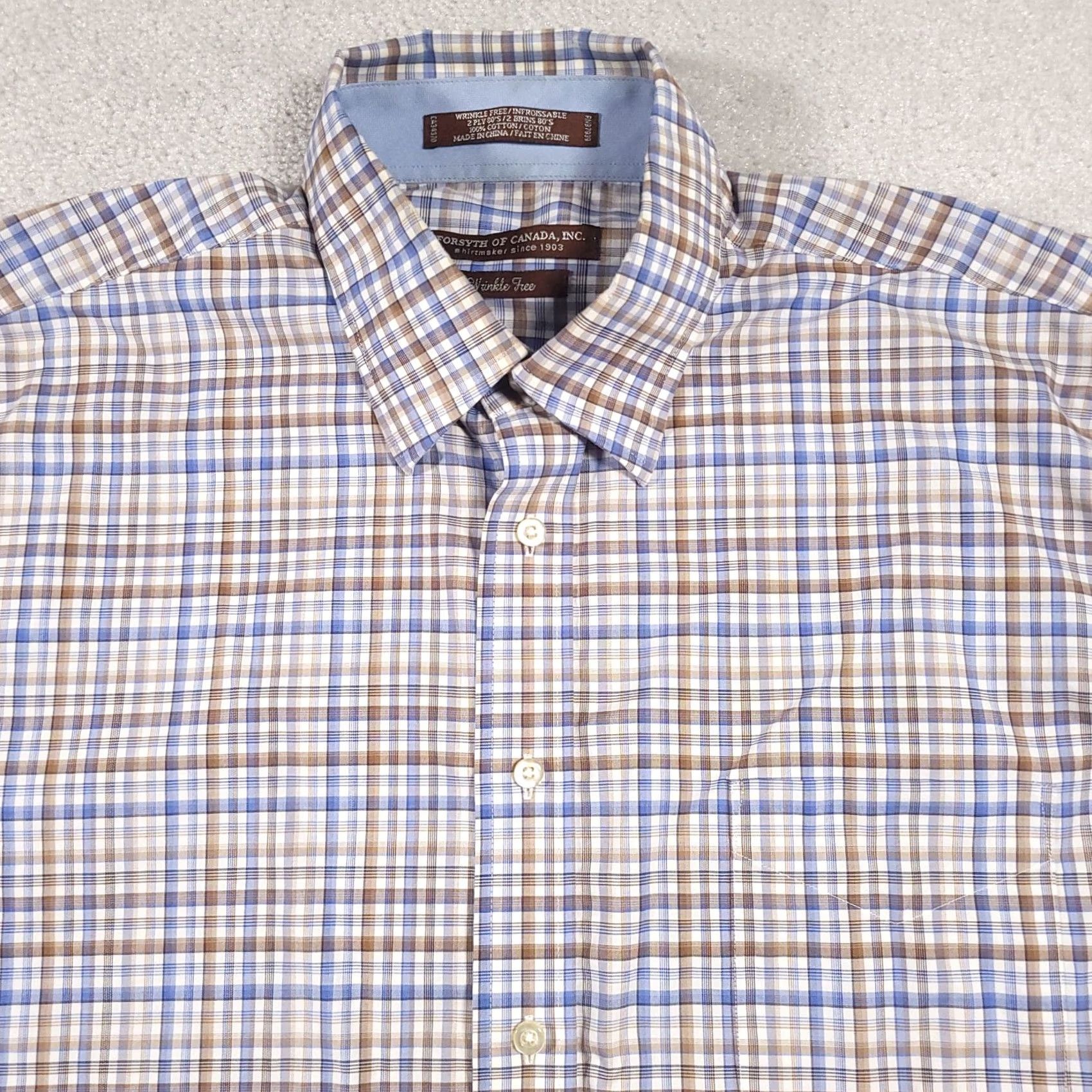 Vintage VINTAGE Forsyth of Canada Button Up Shirt Mens XLT Check Wrinkle Free 2 Ply 80's Size US XL / EU 56 / 4 - 3 Thumbnail