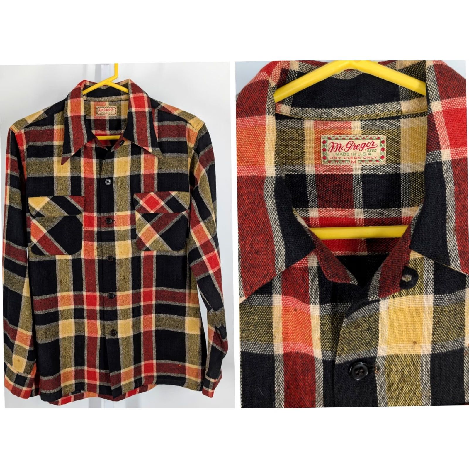 McGregor VINTAGE McGregor Shirt Rockabilly 1940s Loopneck Flannel Buffalo Plaid USA M Women? Size US M / EU 48-50 / 2 - 2 Thumbnail