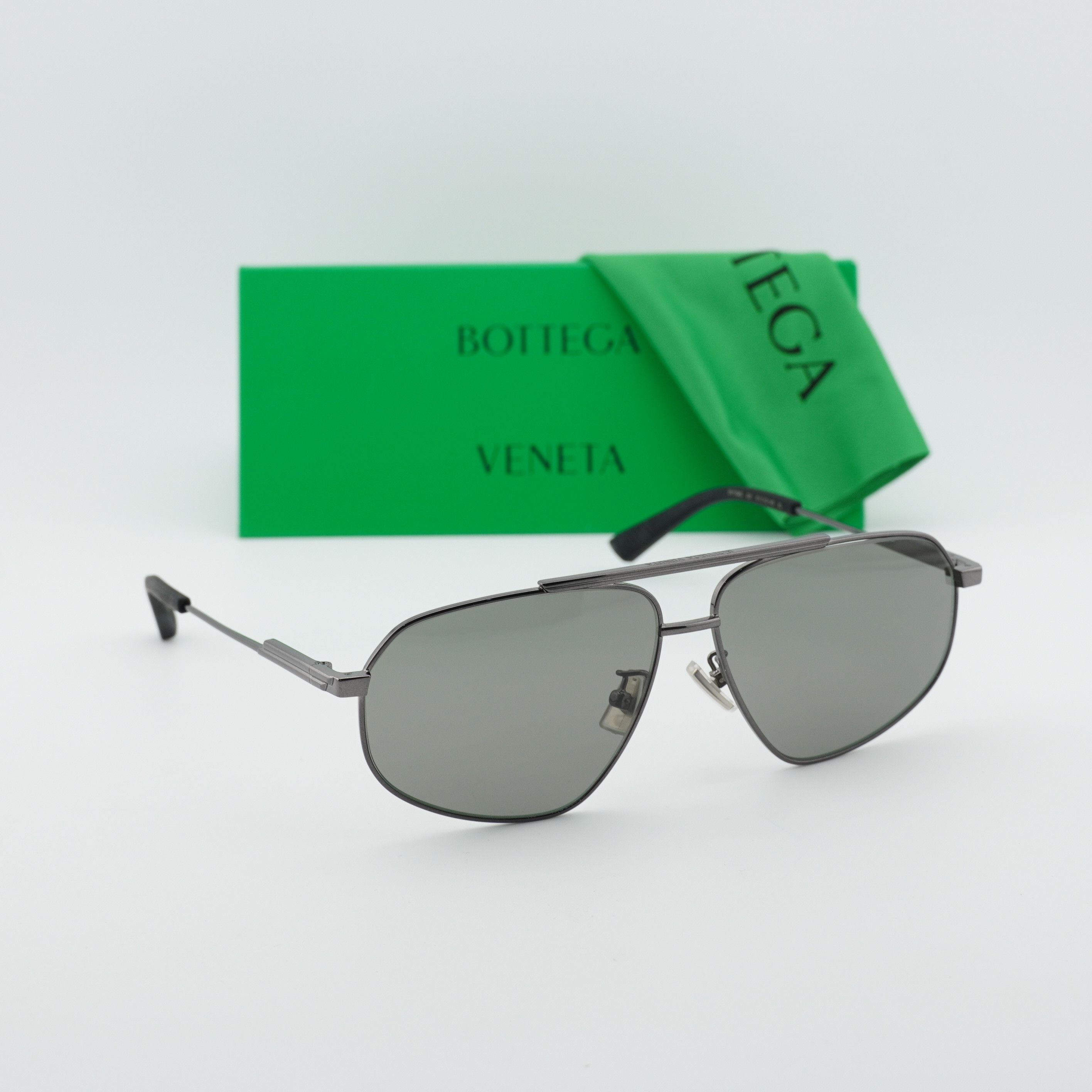 Bottega Veneta Bottega Veneta BV1194S 001 Sunglasses Ruthenium Aviator Fram Size ONE SIZE - 9 Thumbnail