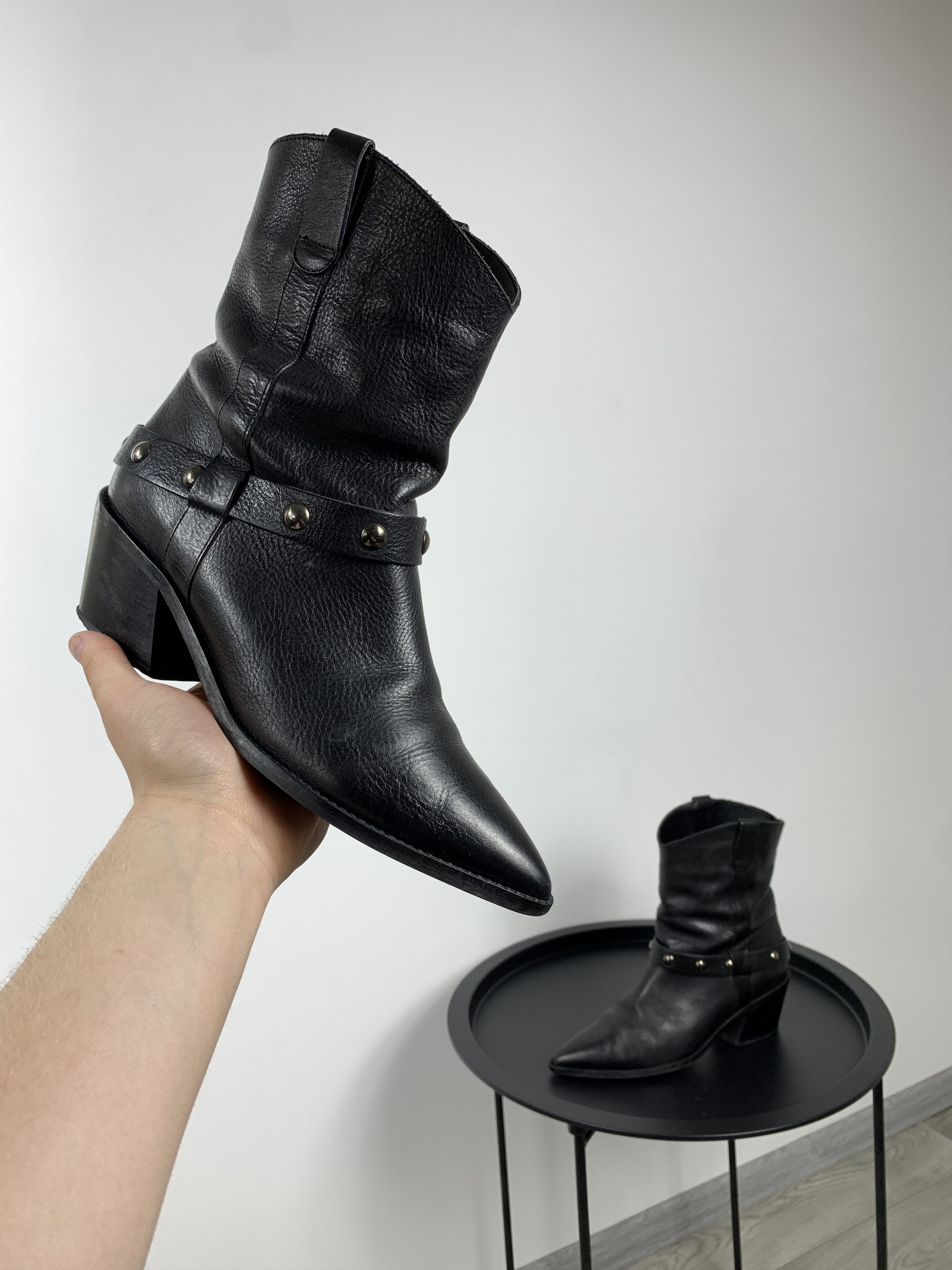 Vintage Vintage Y2K Cowboy Texas Style Leather Women's Black Boots Size US 9 / IT 39 - 1 Thumbnail