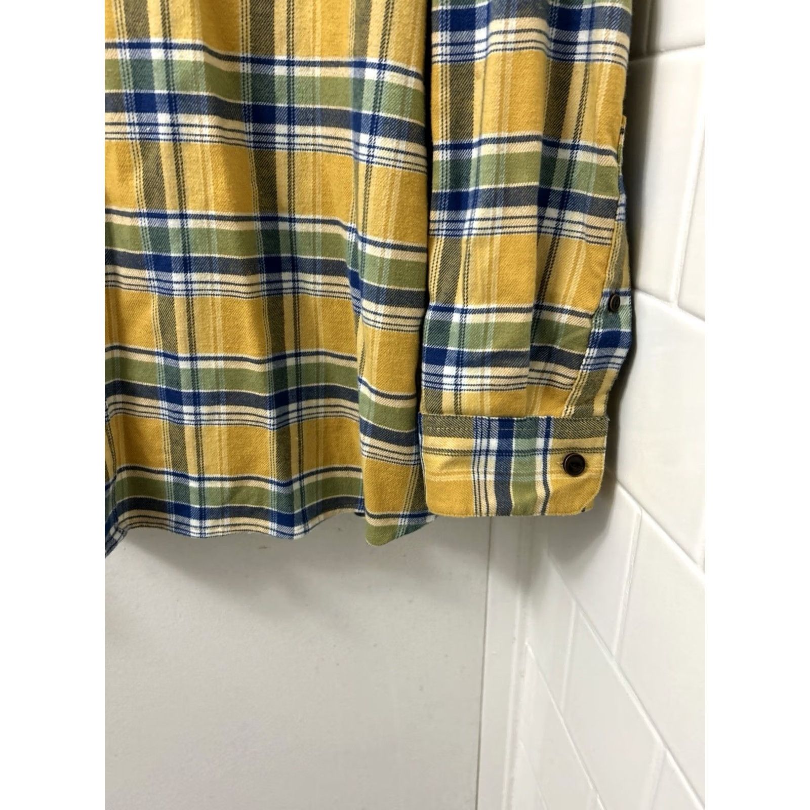 Vintage L.L. Bean Flannel Shirt Mens XL Yellow Plaid Button-Up Classic Fit Long Sleeve L/S Pockets Size US XL / EU 56 / 4 - 6 Thumbnail