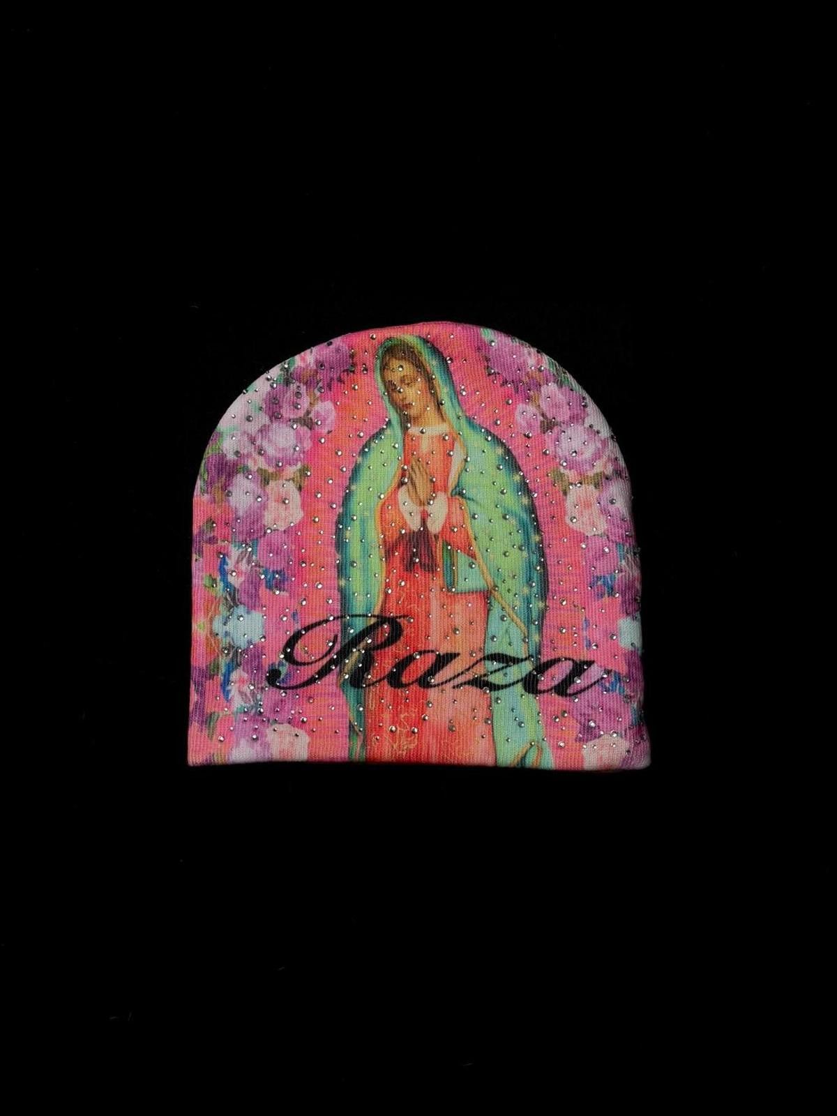 Japanese Brand La Raza Our Lady of Guadalupe No Cuff Knit Pink Beanie Hat Size ONE SIZE - 6 Thumbnail
